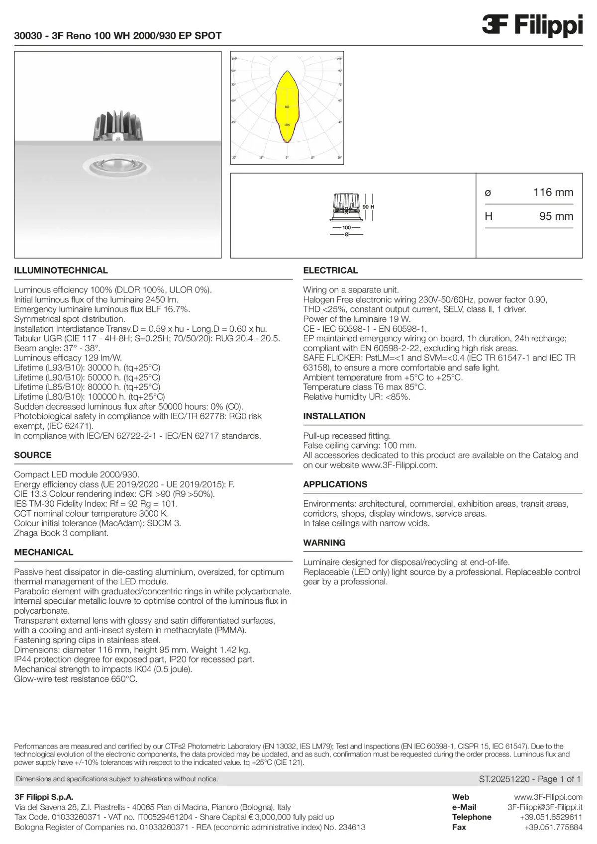 30030 - 3F Reno 100 WH 2000-930 EP SPOT - Datasheet - en