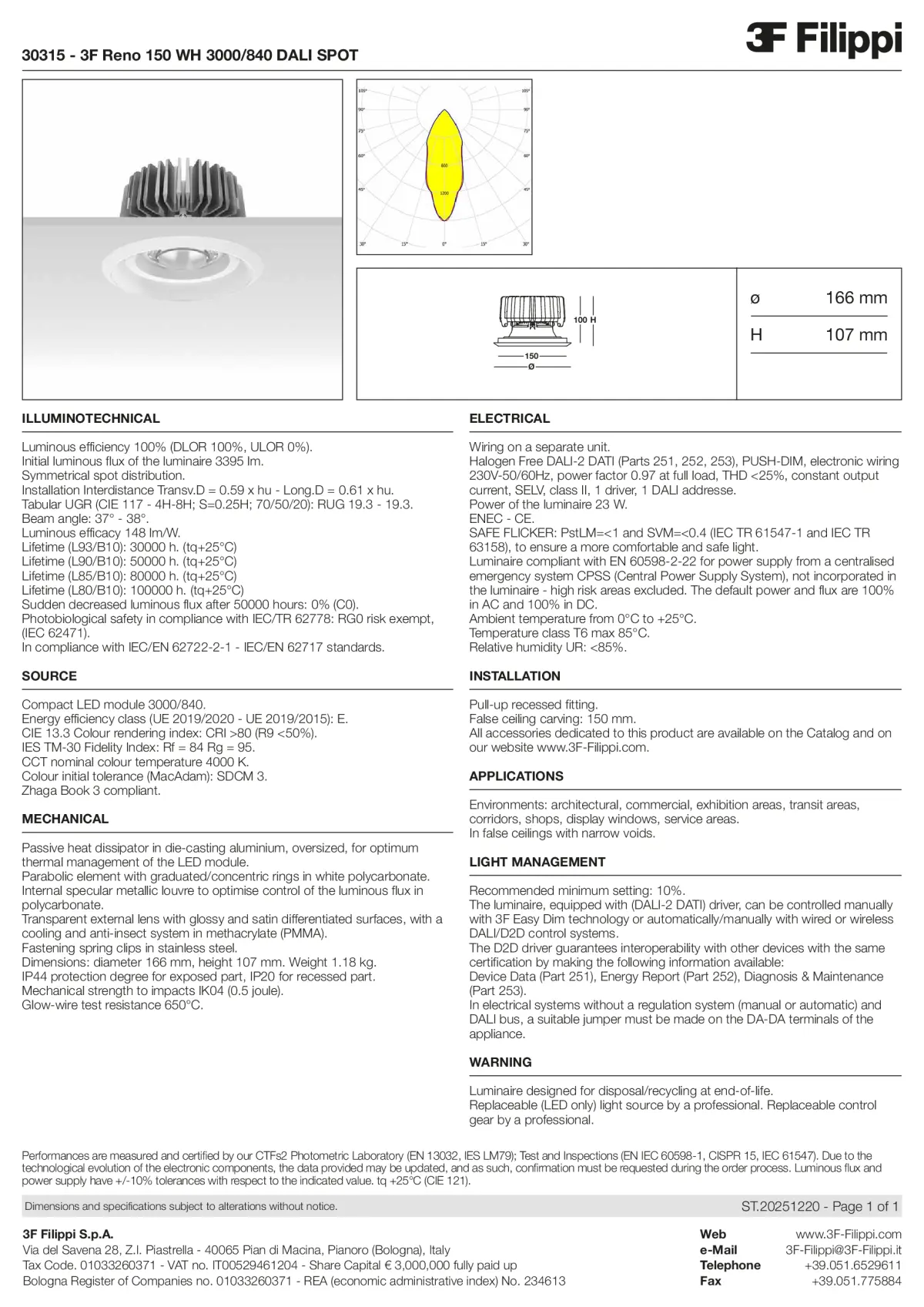30315 - 3F Reno 150 WH 3000-840 DALI SPOT - Datasheet - en