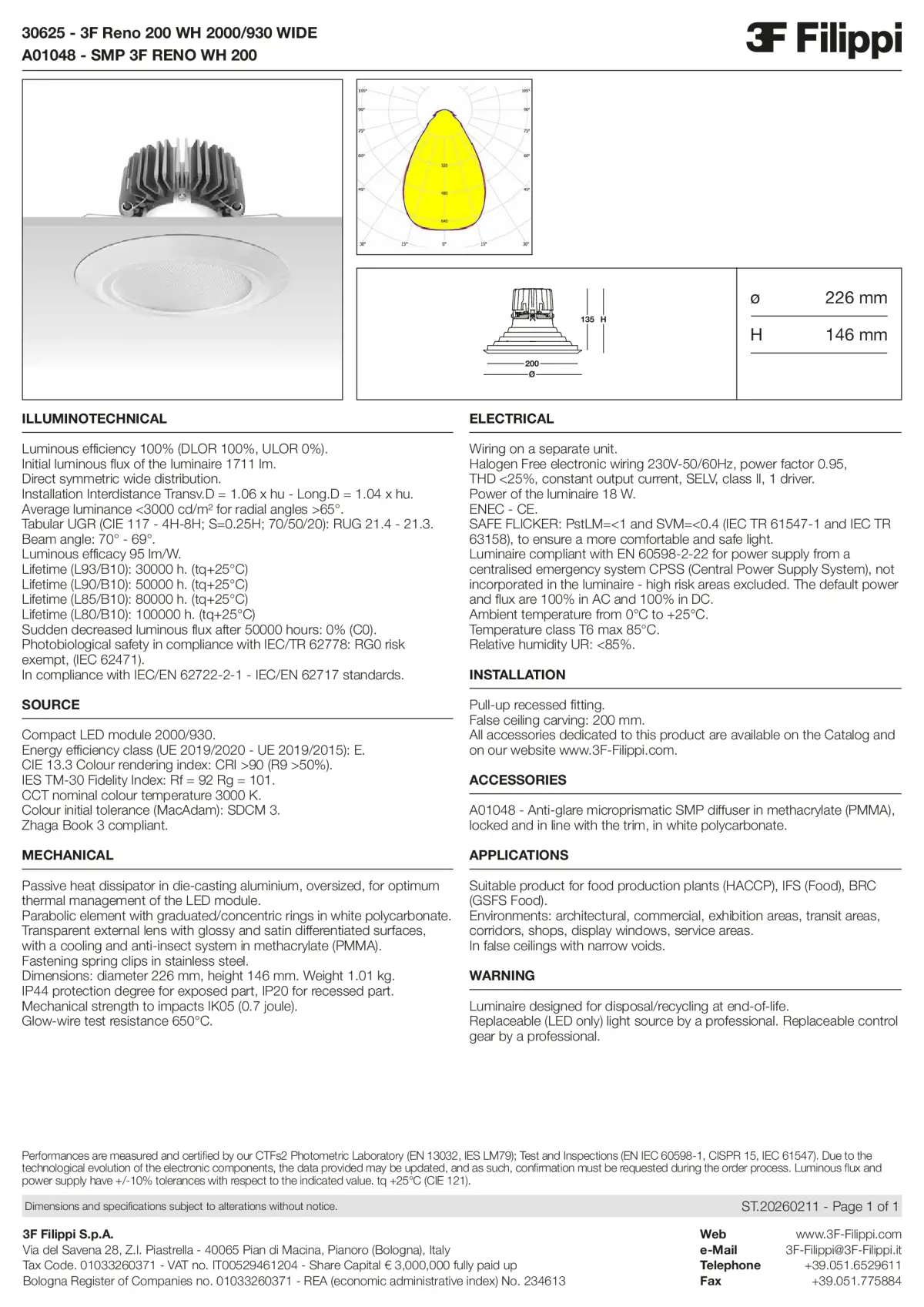 30625+A01048 - 3F Reno 200 WH 2000-930 WIDE + SMP WH - Datasheet - en