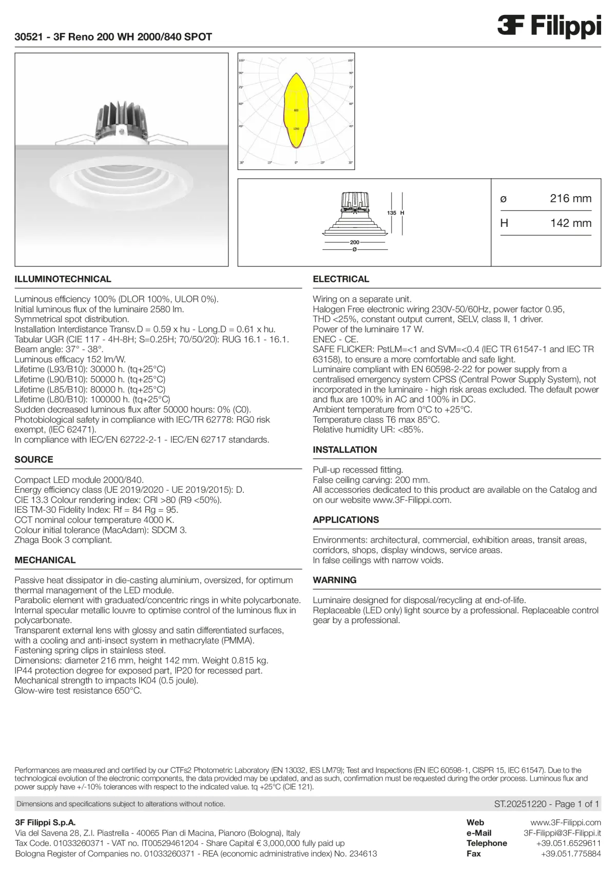 30521 - 3F Reno 200 WH 2000-840 SPOT - Datasheet - en