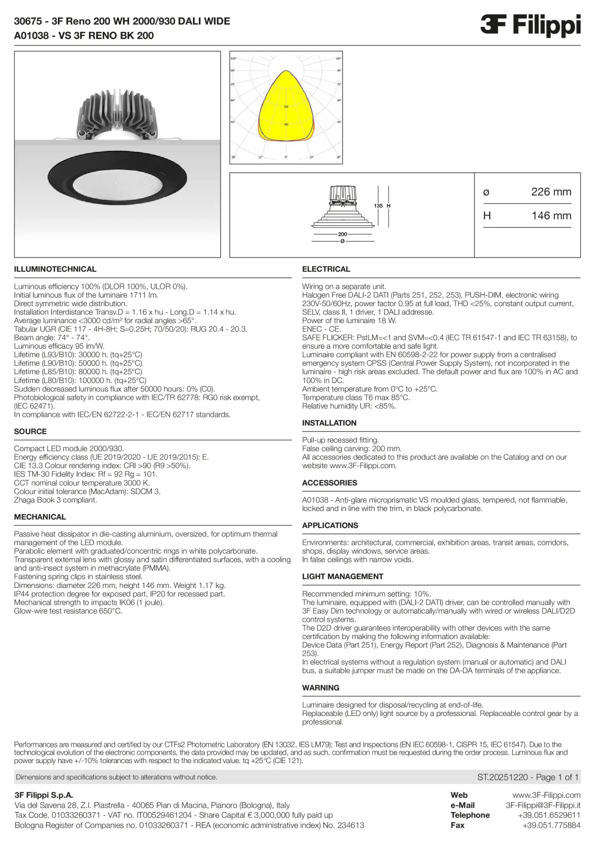 30675+A01038 - 3F Reno 200 WH 2000-930 DALI WIDE + VS BK - Datasheet - en