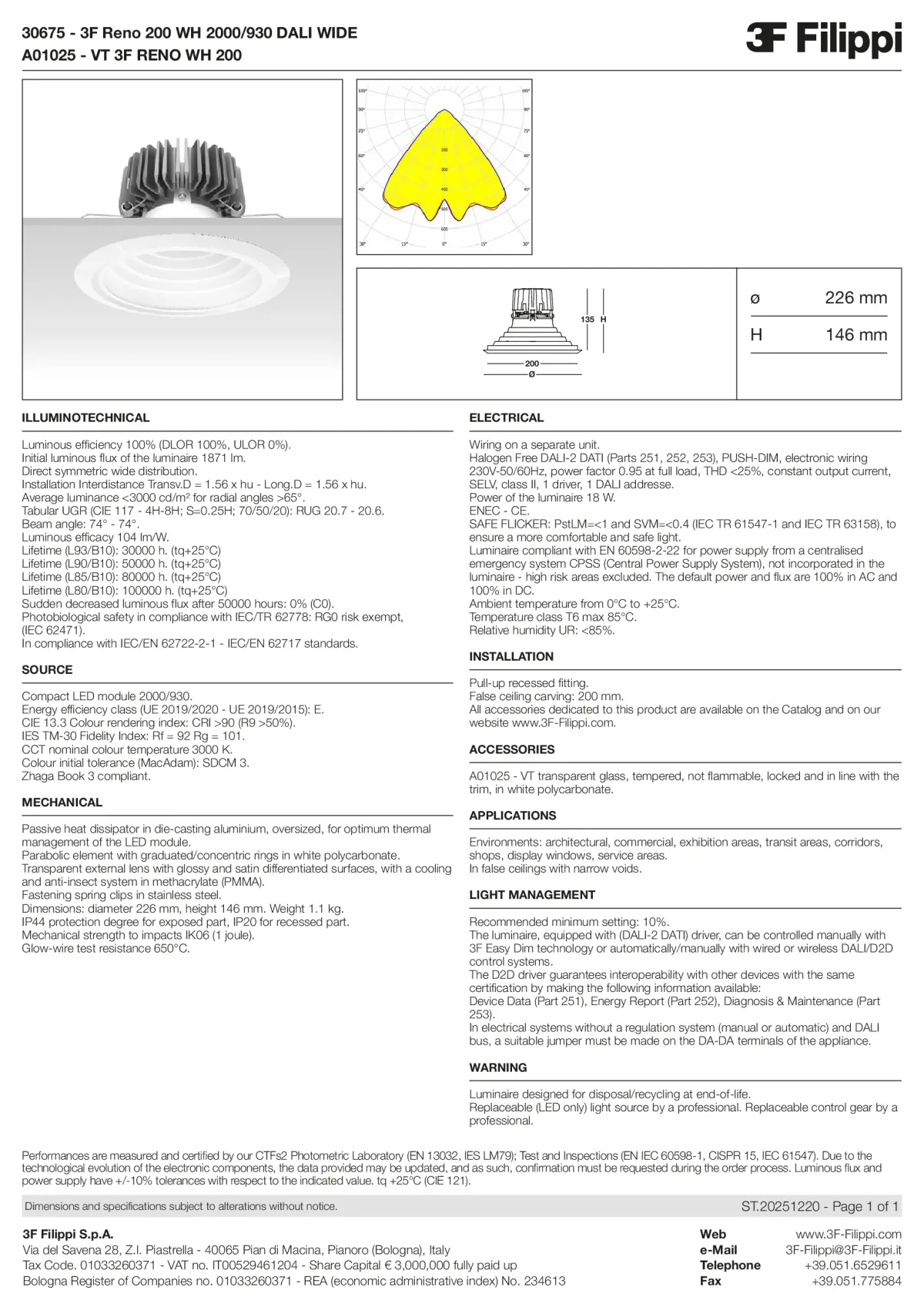 30675+A01025 - 3F Reno 200 WH 2000-930 DALI WIDE + VT WH - Datasheet - en