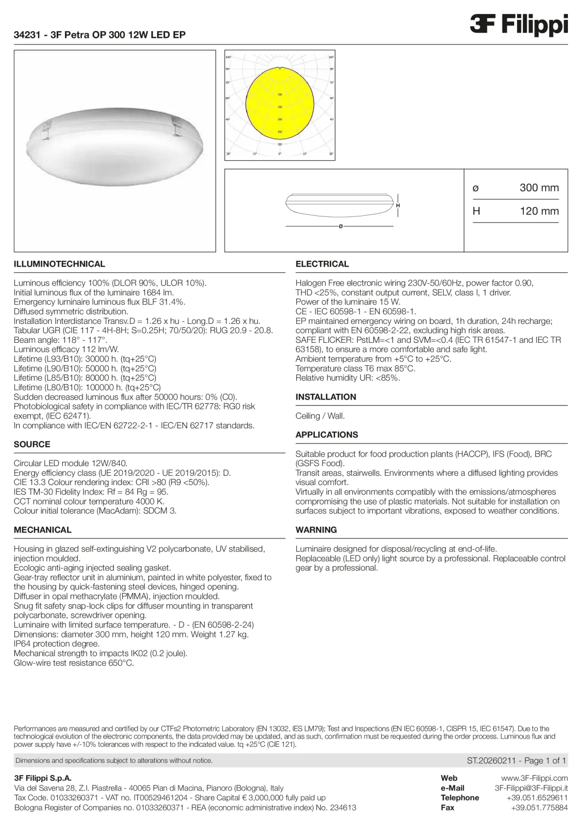 34231 - 3F Petra OP 300 12W LED EP - Datasheet - en