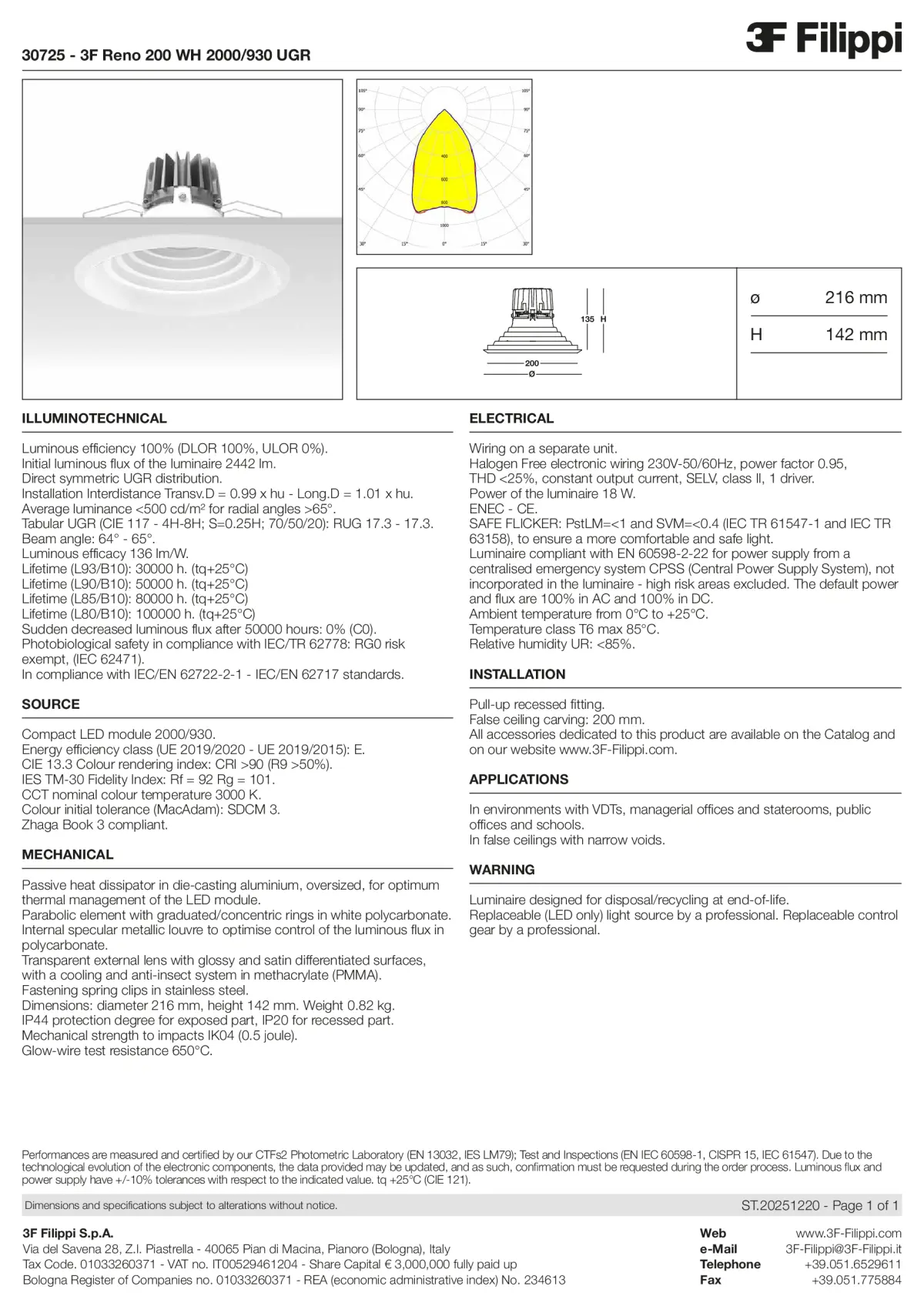 30725 - 3F Reno 200 WH 2000-930 UGR - Datasheet - en
