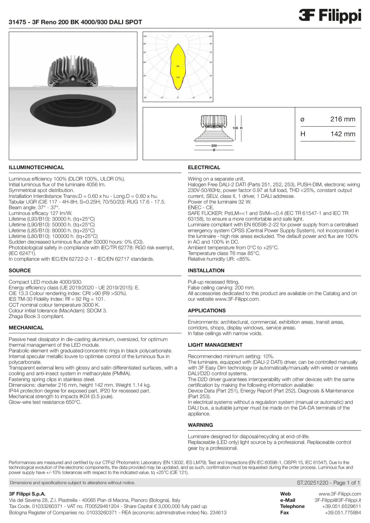31475 - 3F Reno 200 BK 4000-930 DALI SPOT - Datasheet - en