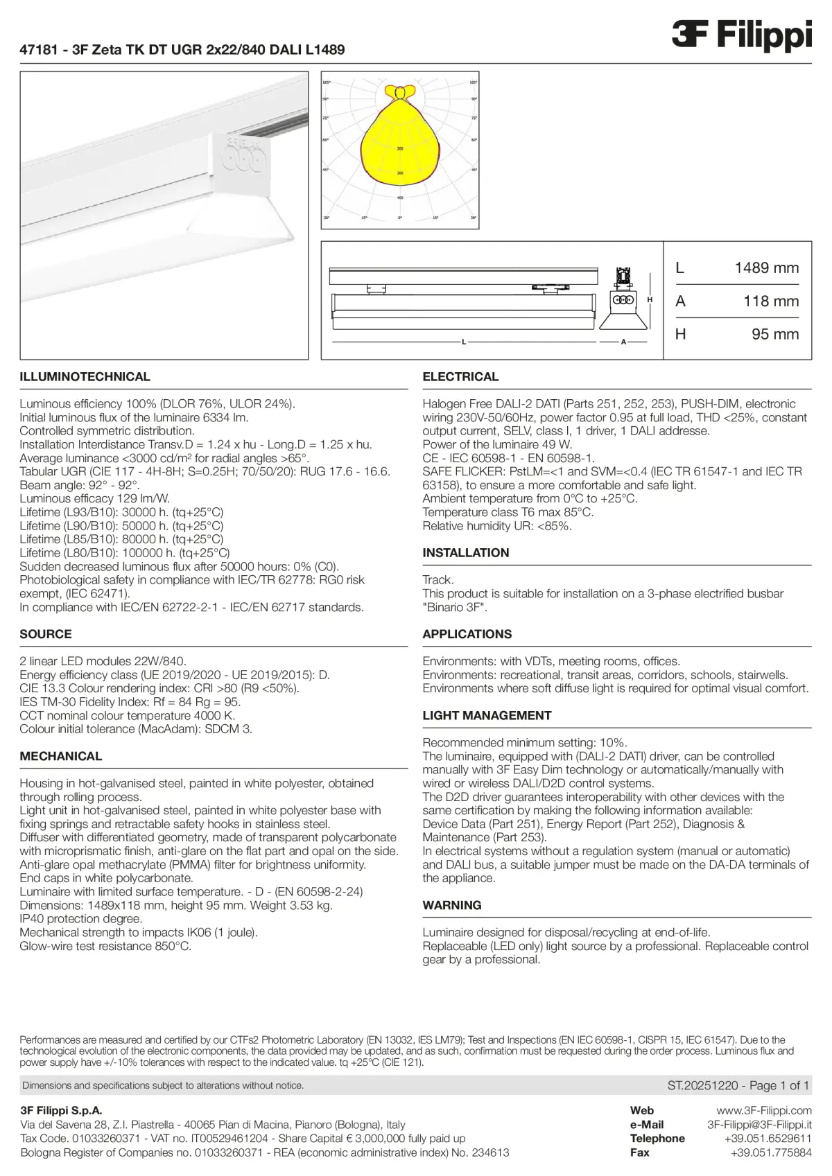 47181 - 3F Zeta TK DT UGR 2x22-840 DALI L1489 - Datasheet - en