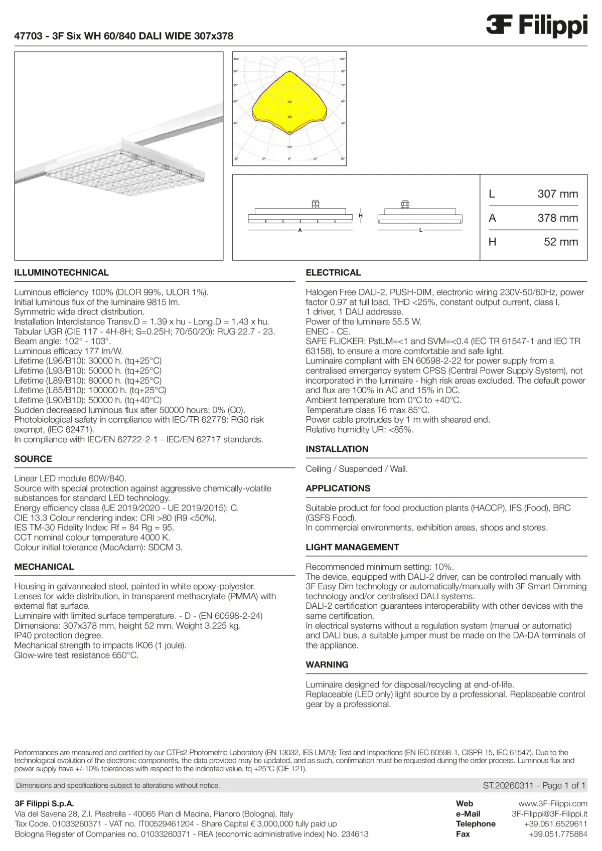 47703 - 3F Six WH 60-840 DALI WIDE 307x378 - Datasheet - en