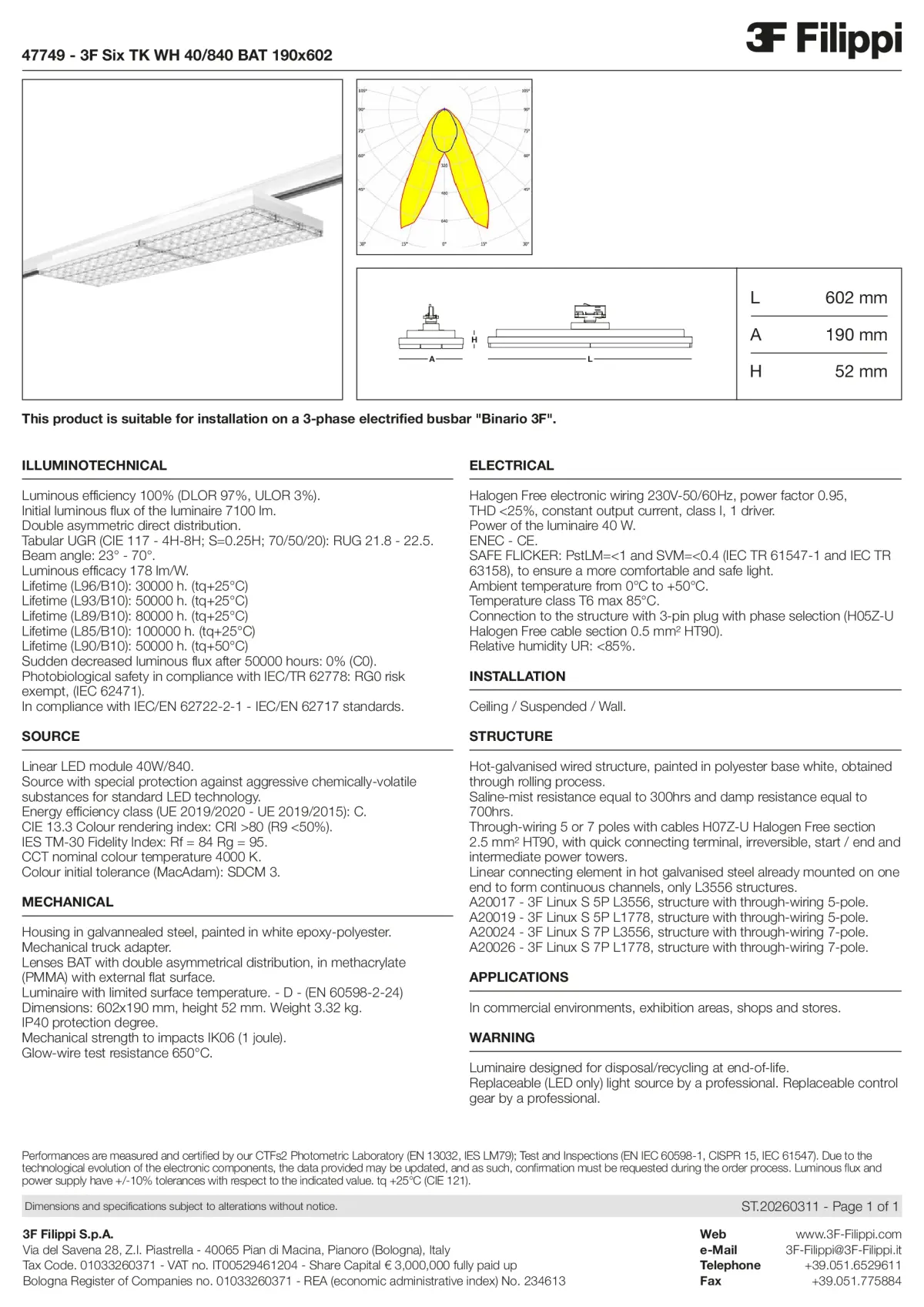 47749 - 3F Six TK WH 40-840 BAT 190x602 - Datasheet - en
