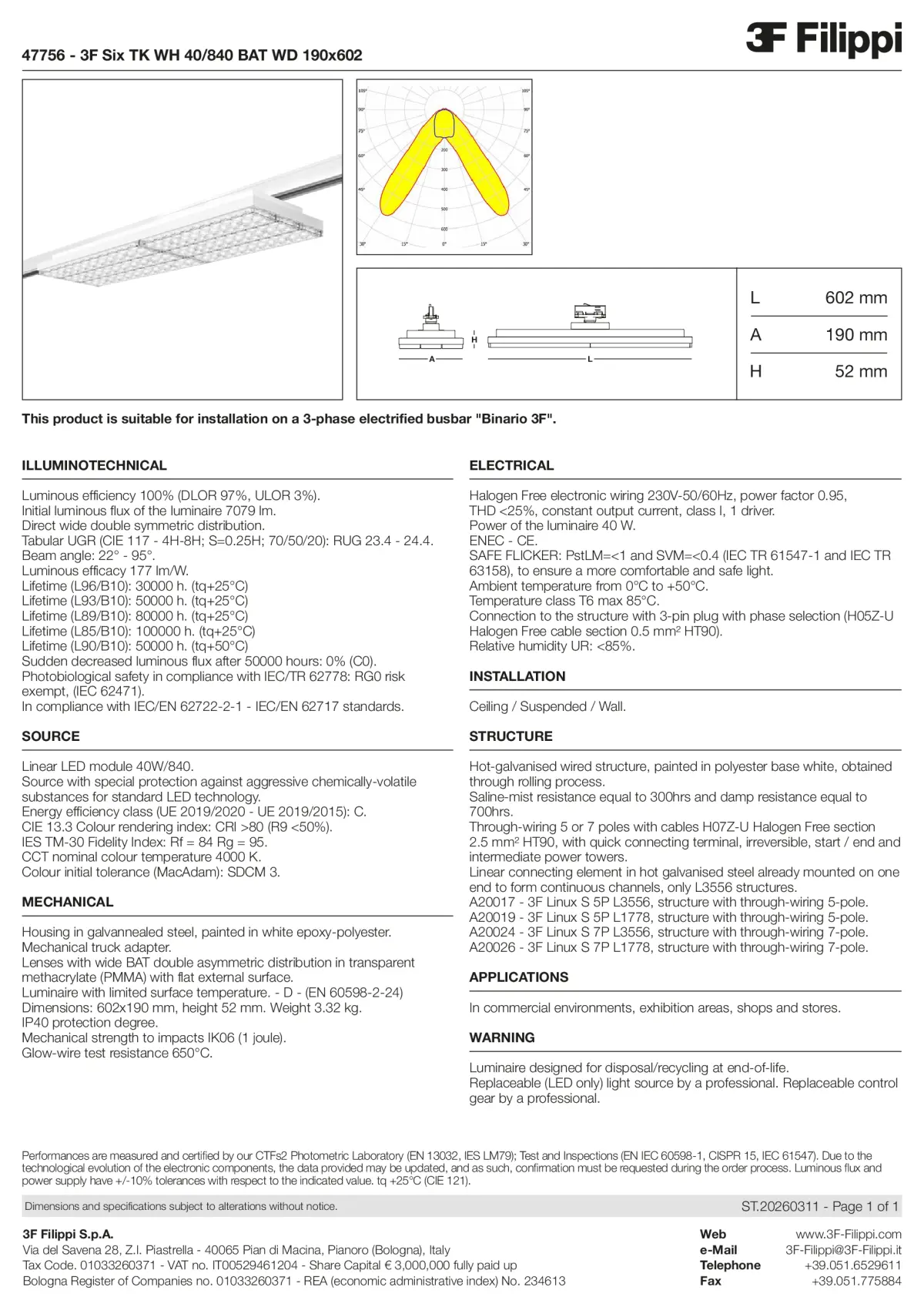 47756 - 3F Six TK WH 40-840 BAT WD 190x602 - Datasheet - en