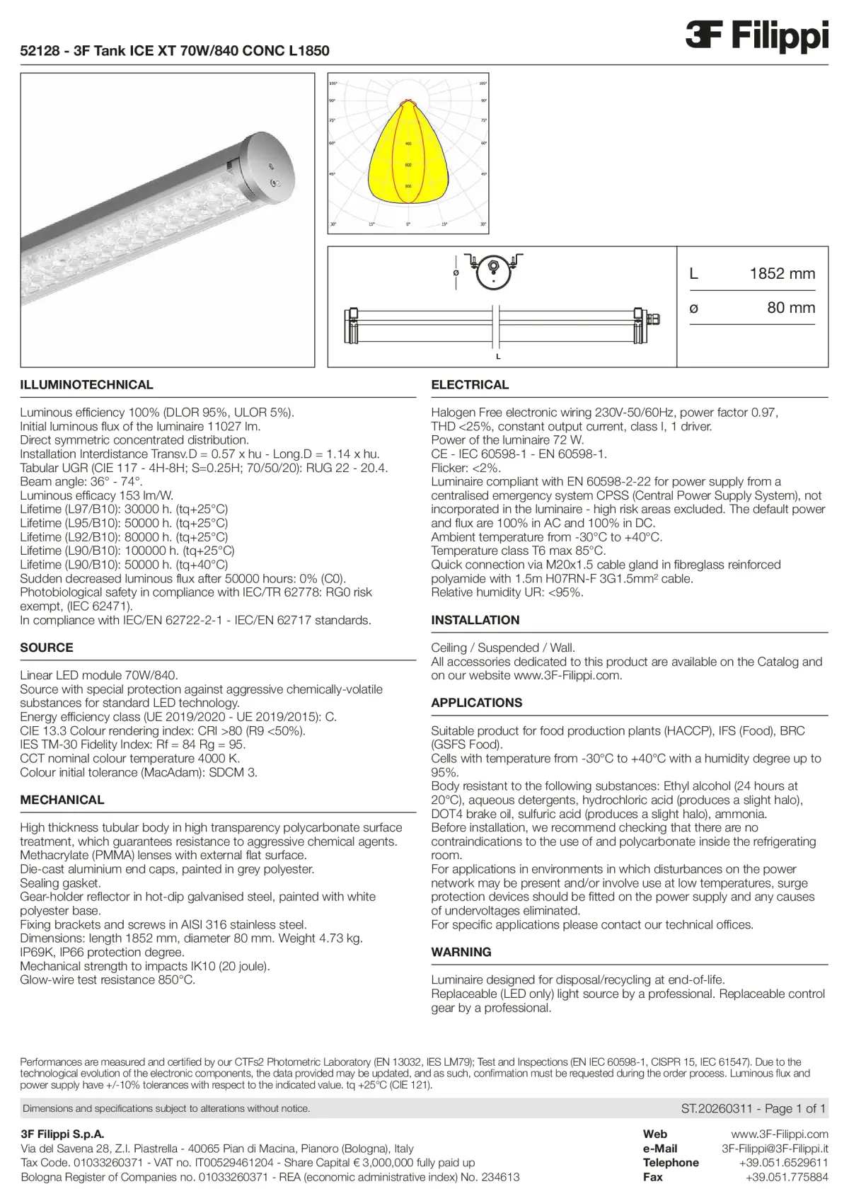 52128 - 3F Tank ICE XT 70W-840 CONC L1850 - Datasheet - en