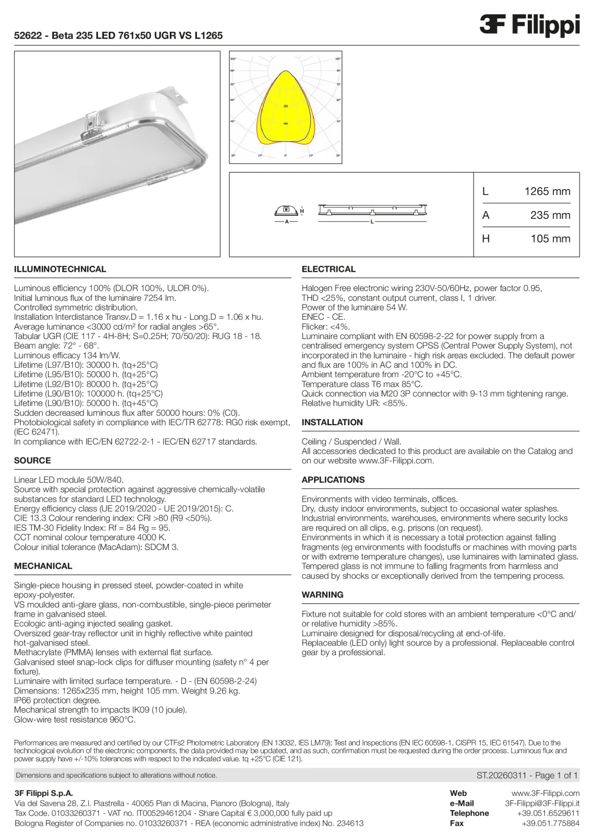 52622 - Beta 235 LED 761x50 UGR VS L1265 - Datasheet - en