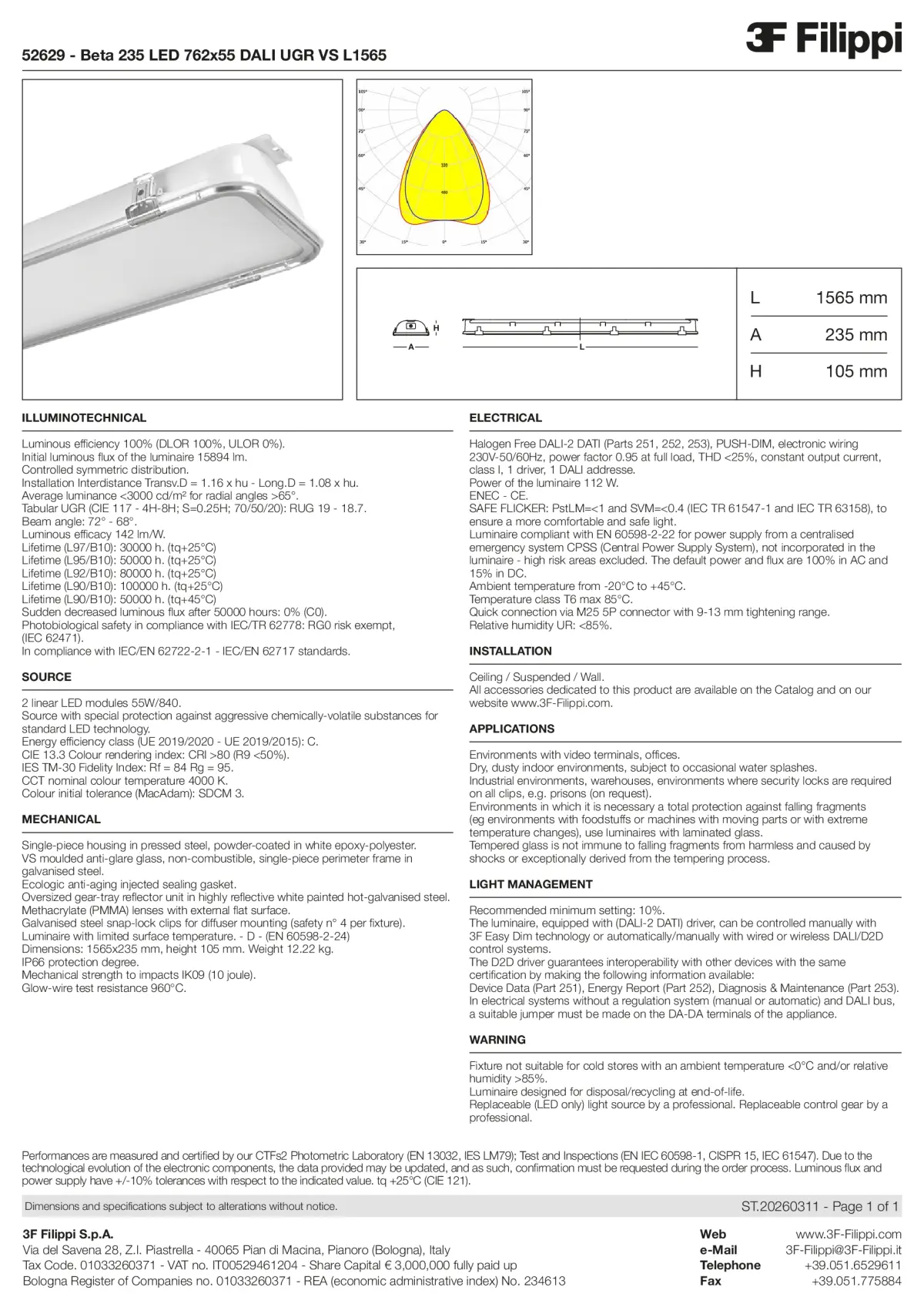 52629 - Beta 235 LED 762x55 DALI UGR VS L1565 - Datasheet - en