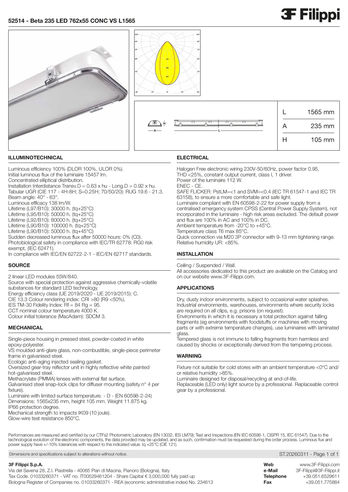 52514 - Beta 235 LED 762x55 CONC VS L1565 - Datasheet - en