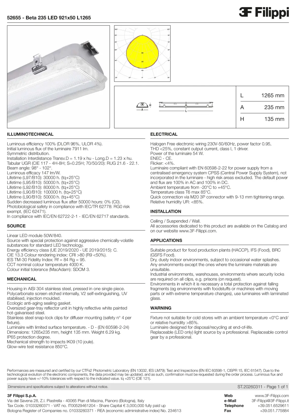 52655 - Beta 235 LED 921x50 L1265 - Datasheet - en