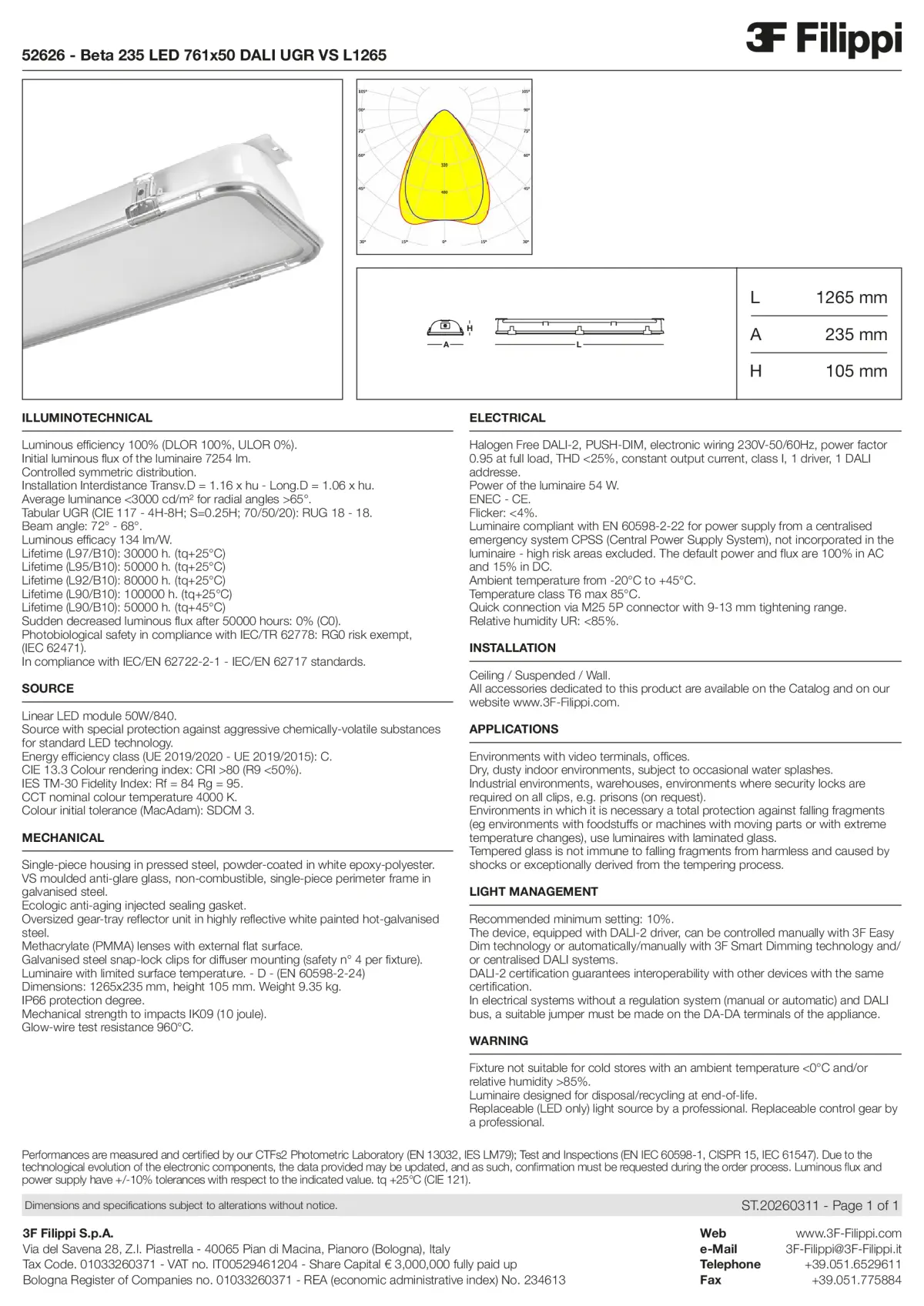 52626 - Beta 235 LED 761x50 DALI UGR VS L1265 - Datasheet - en