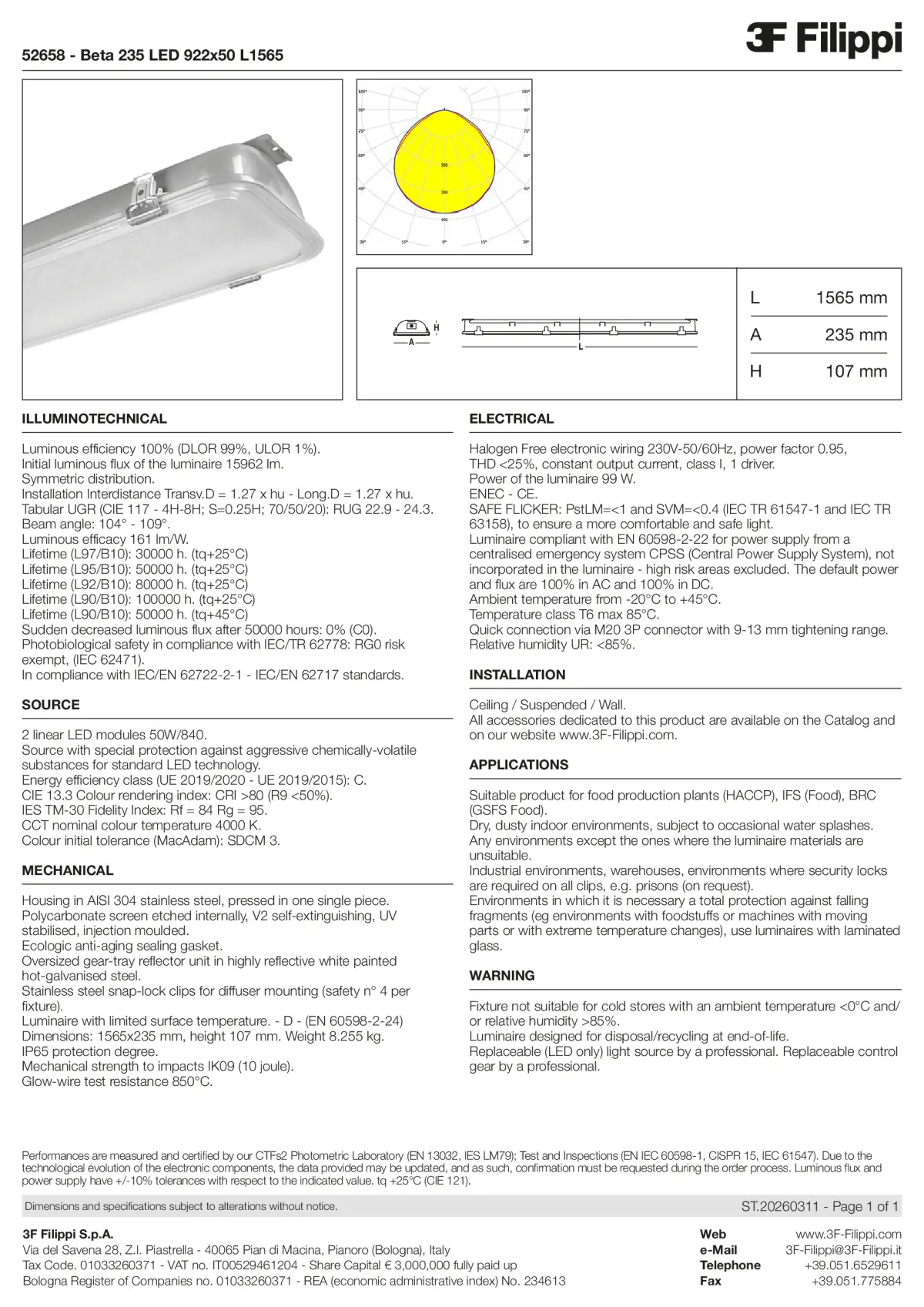52658 - Beta 235 LED 922x50 L1565 - Datasheet - en