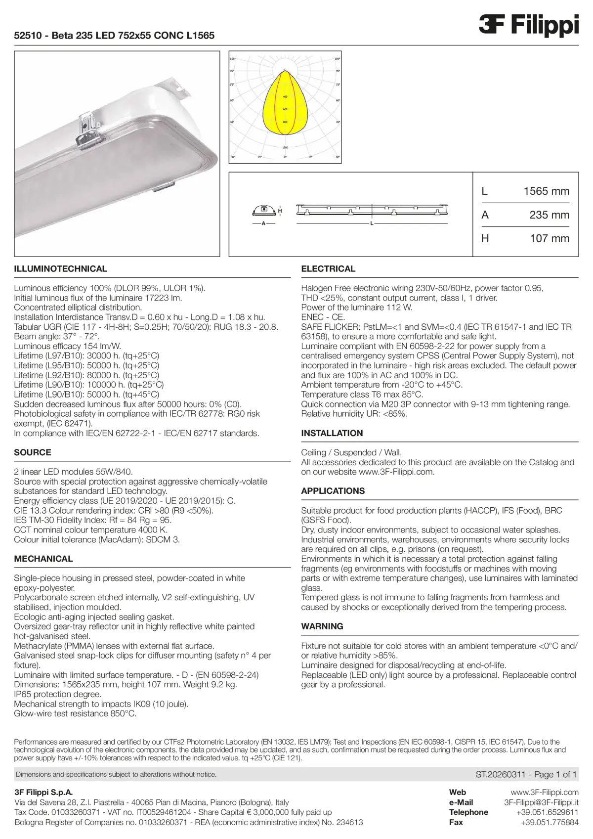 52510 - Beta 235 LED 752x55 CONC L1565 - Datasheet - en