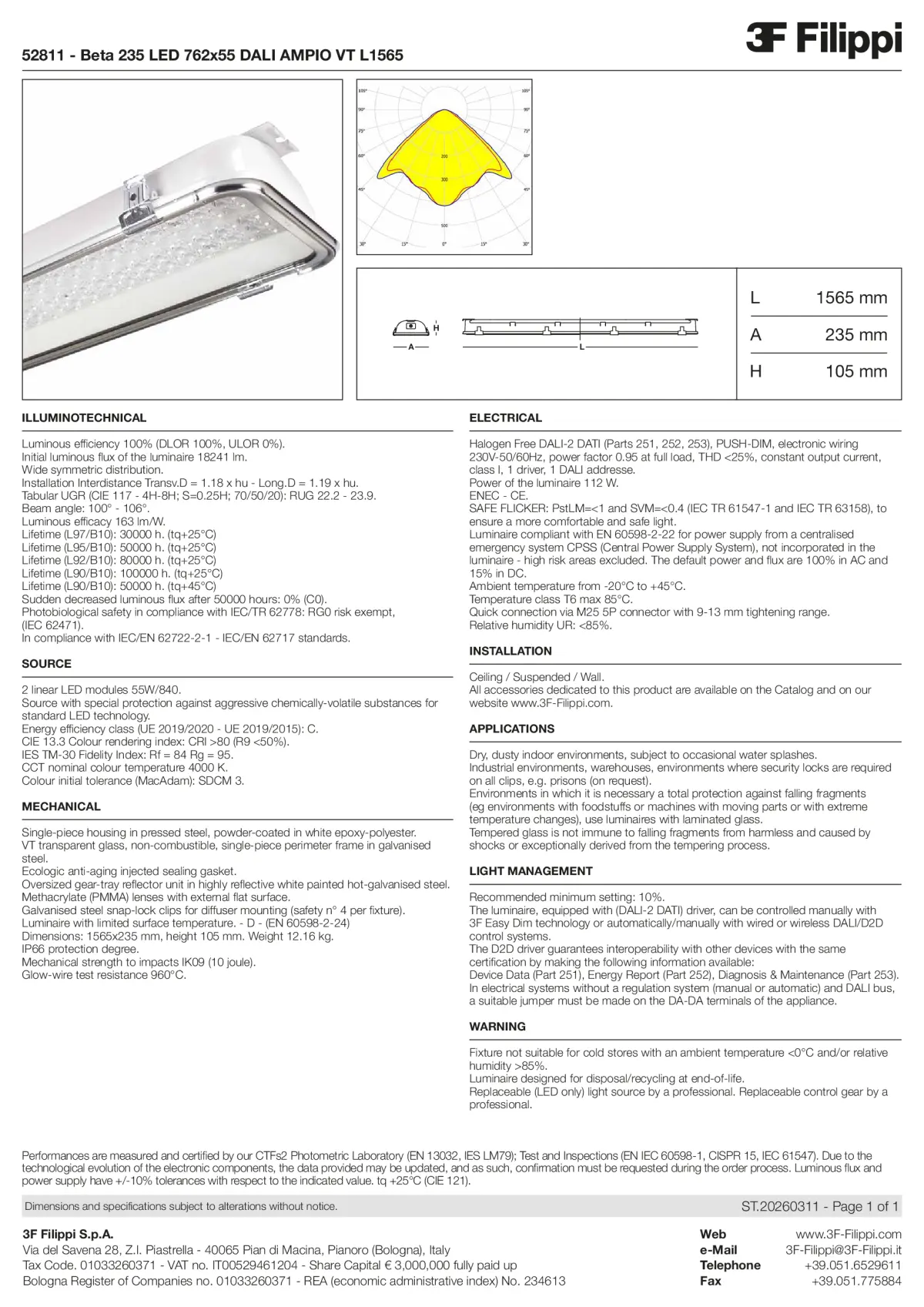 52811 - Beta 235 LED 762x55 DALI AMPIO VT L1565 - Datasheet - en