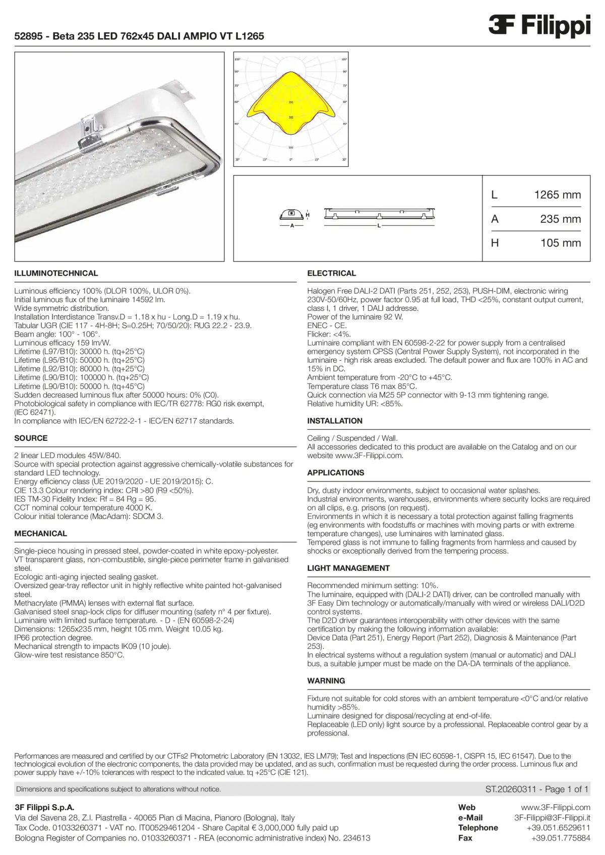 52895 - Beta 235 LED 762x45 DALI AMPIO VT L1265 - Datasheet - en