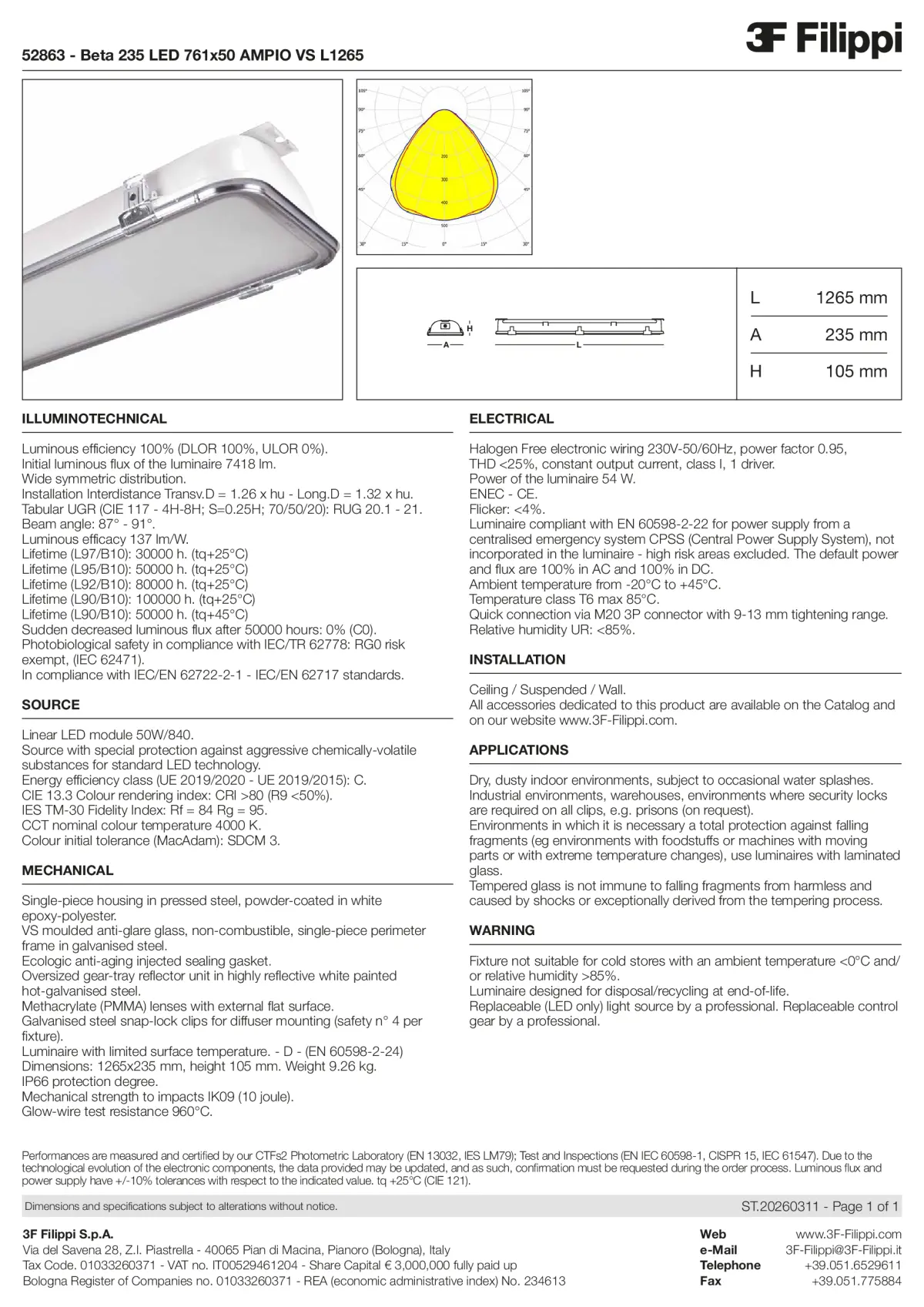 52863 - Beta 235 LED 761x50 AMPIO VS L1265 - Datasheet - en