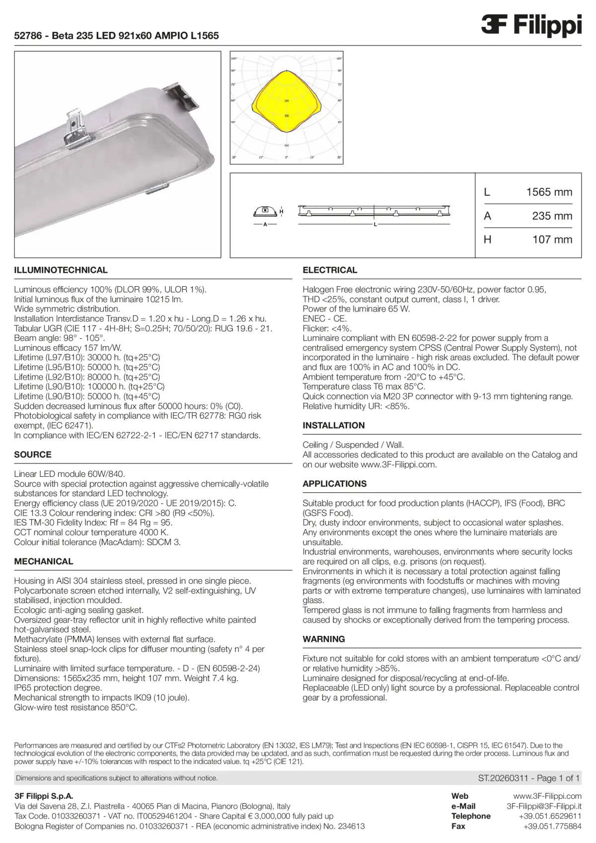 52786 - Beta 235 LED 921x60 AMPIO L1565 - Datasheet - en