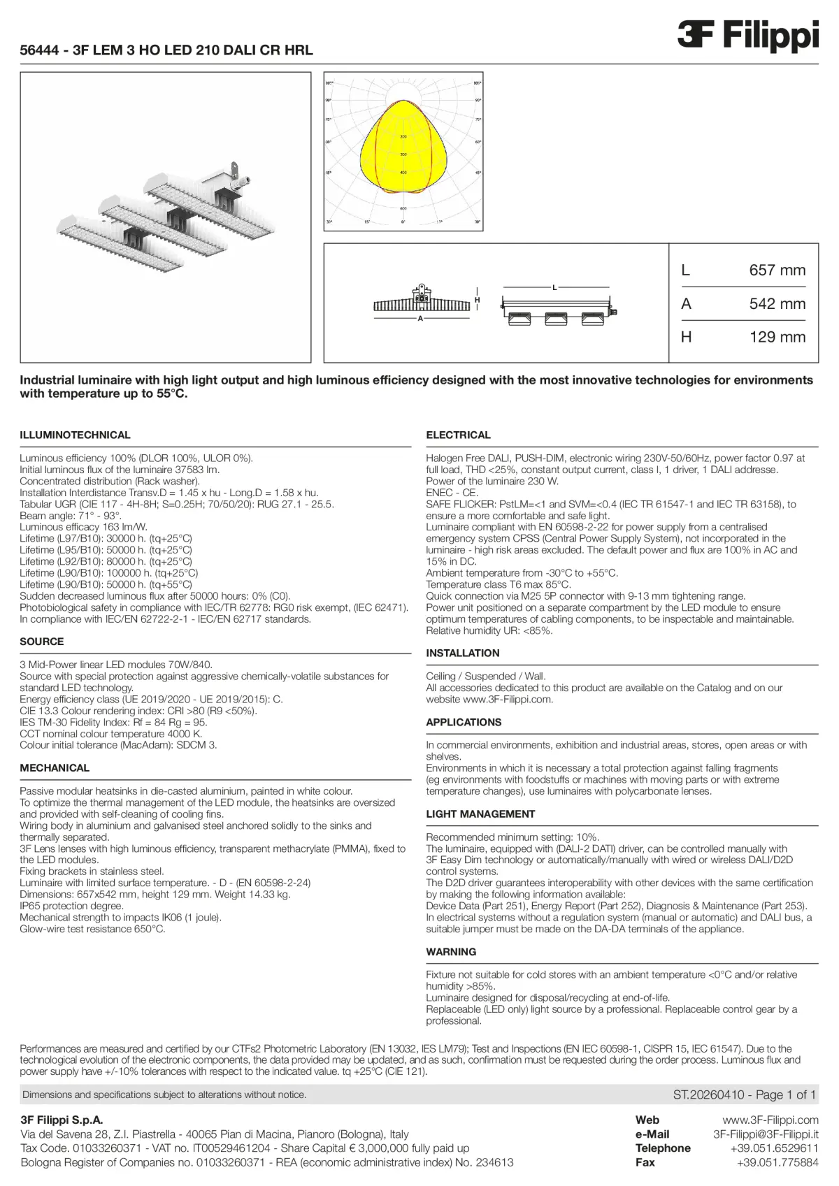 56444 - 3F LEM 3 HO LED 210 DALI CR HRL - Datasheet - en