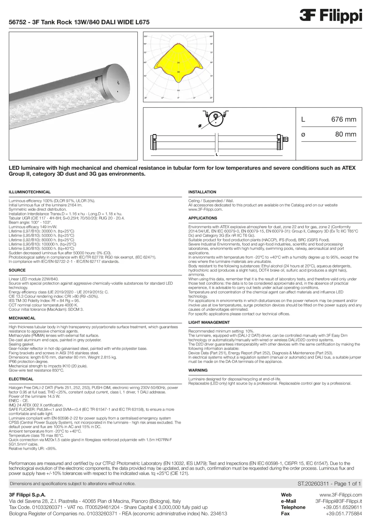 56752 - 3F Tank Rock 13W-840 DALI WIDE L675 - Datasheet - en