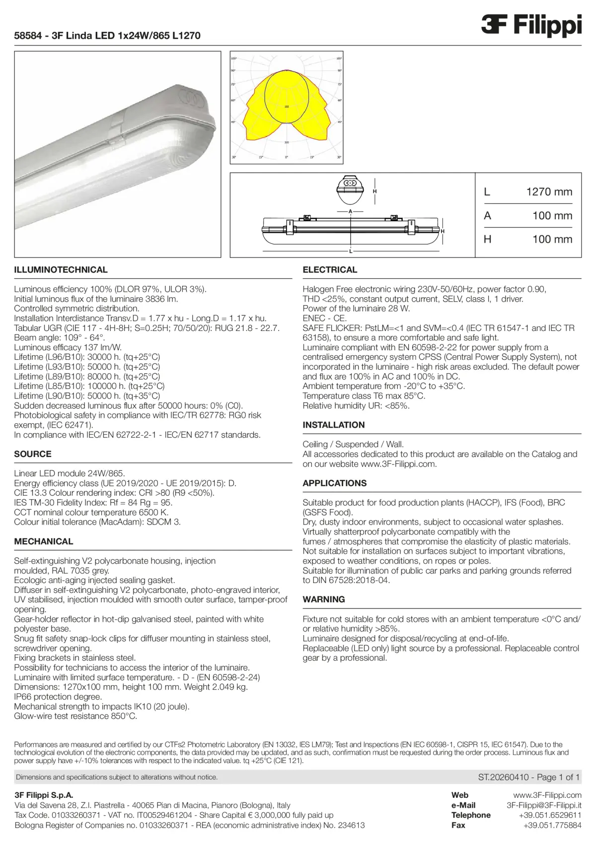 58584 - 3F Linda LED 1x24W-865 L1270 - Datasheet - en