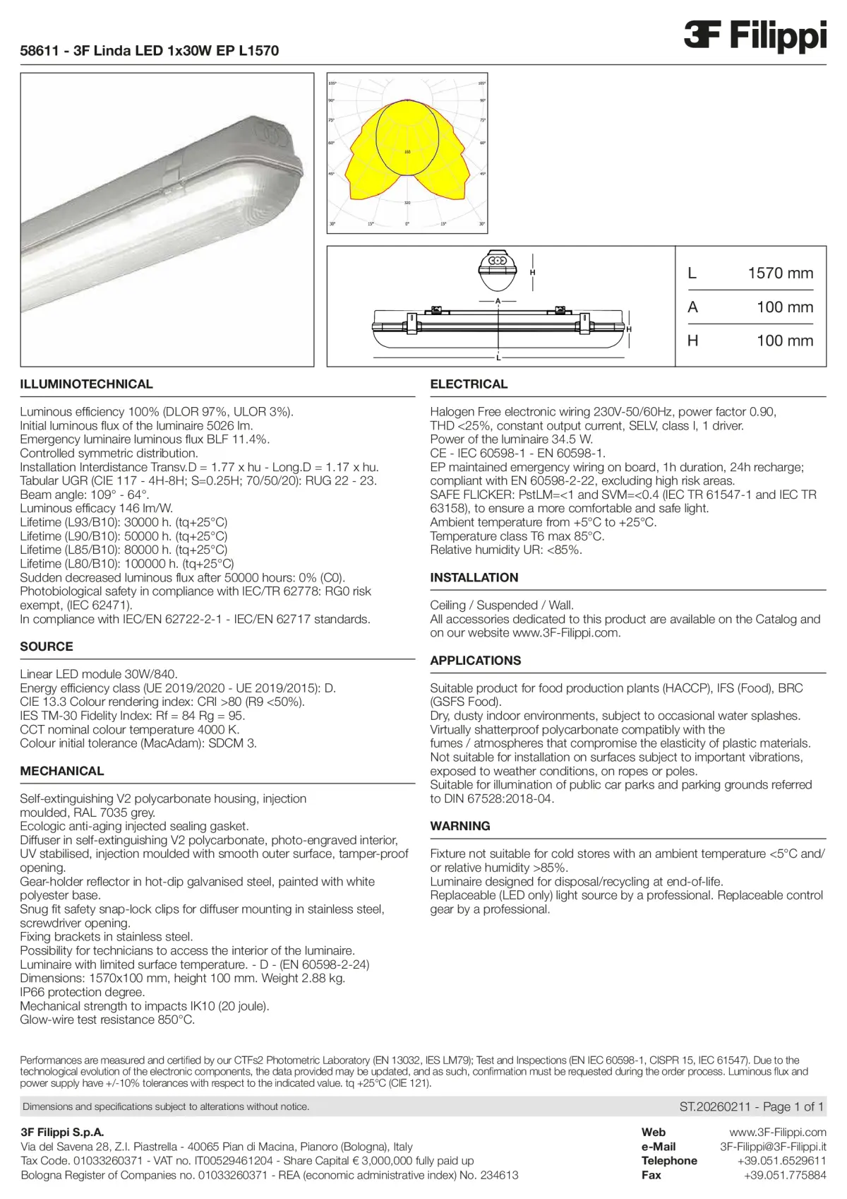 58611 - 3F Linda LED 1x30W EP L1570 - Datasheet - en
