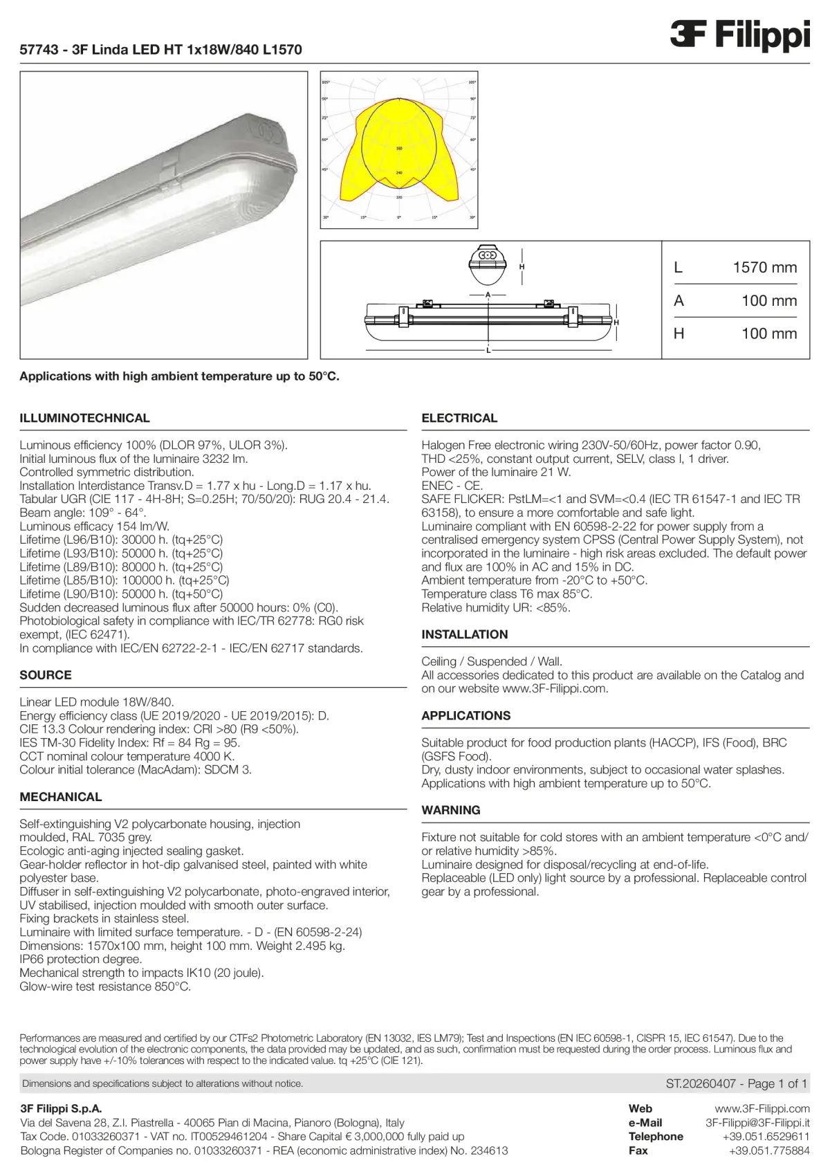 57743 - 3F Linda LED HT 1x18W-840 L1570 - Datasheet - en