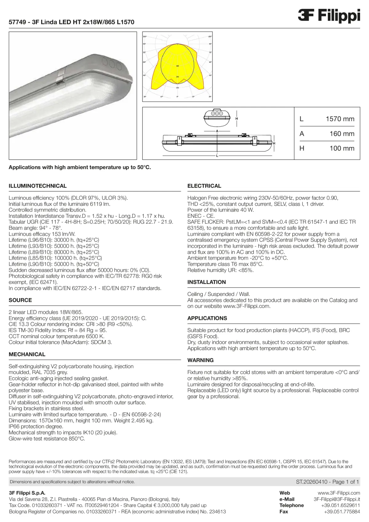 57749 - 3F Linda LED HT 2x18W-865 L1570 - Datasheet - en