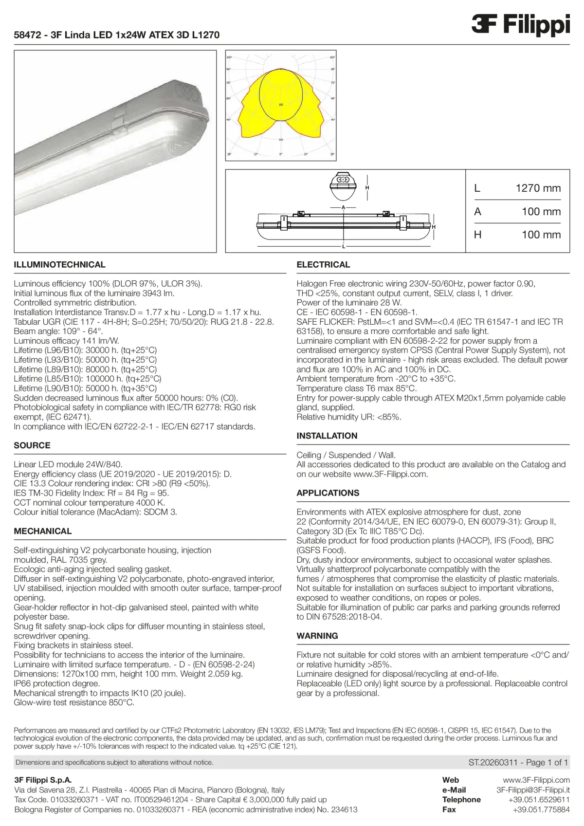 58472 - 3F Linda LED 1x24W ATEX 3D L1270 - Datasheet - en