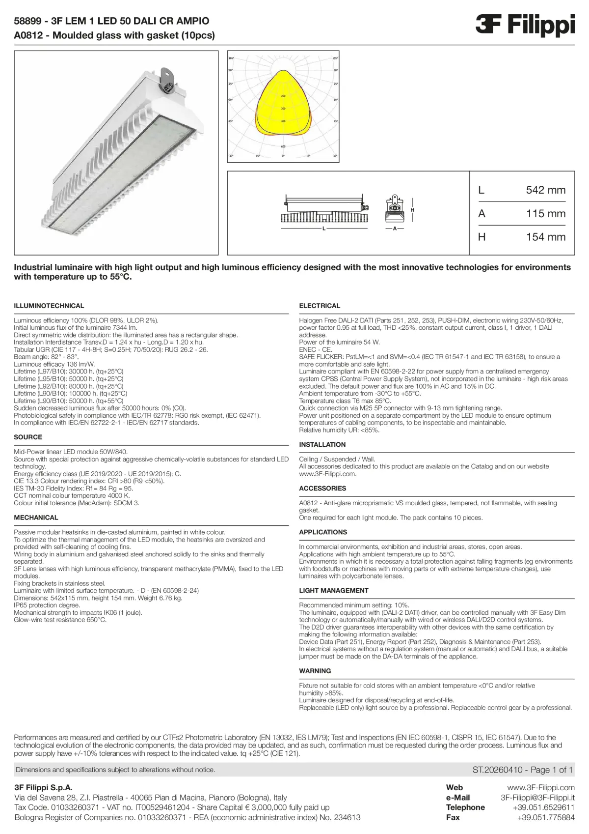 58899+A0812 - 3F LEM 1 LED 50 DALI CR AMPIO + VS - Datasheet - en