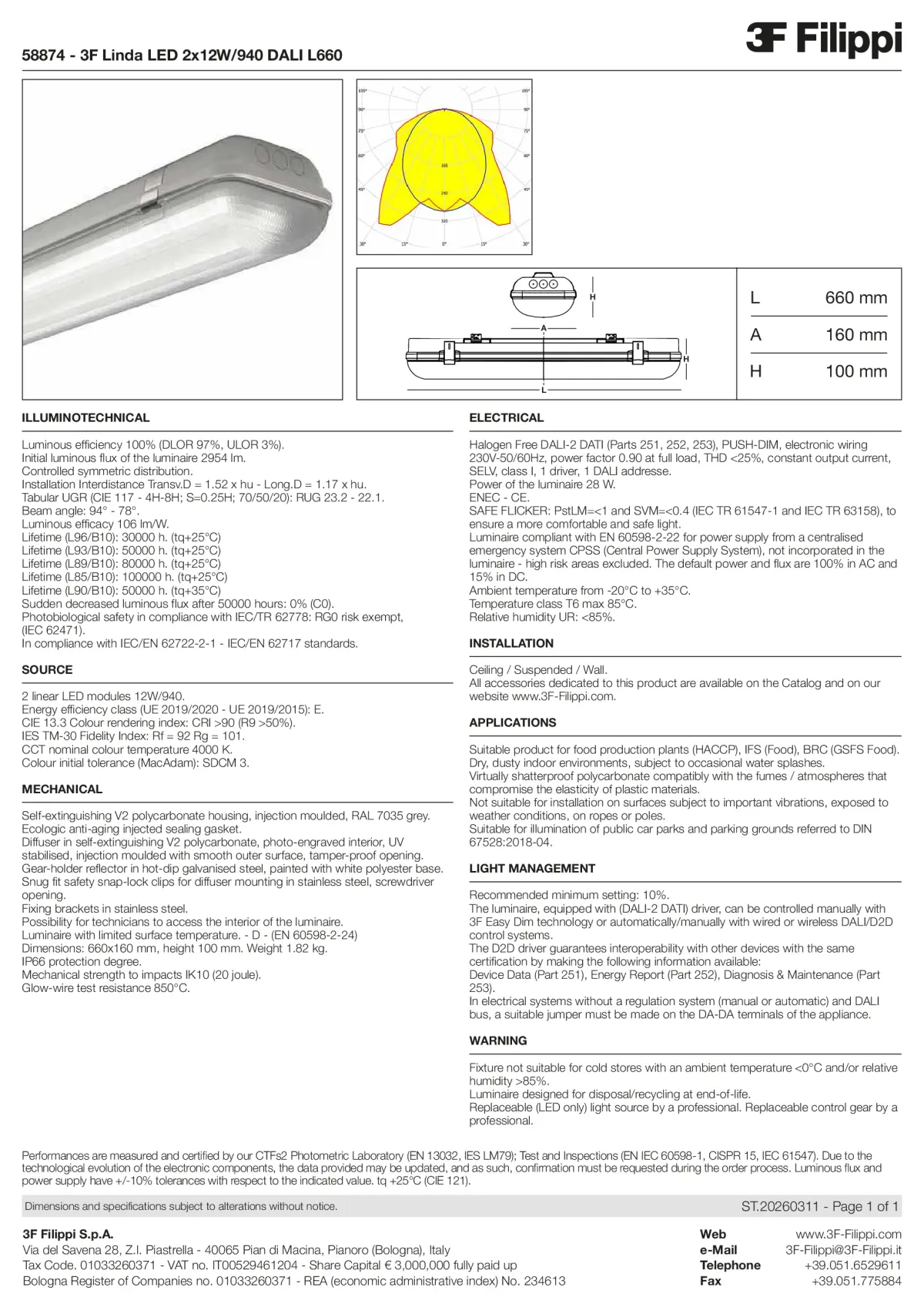 58874 - 3F Linda LED 2x12W-940 DALI L660 - Datasheet - en