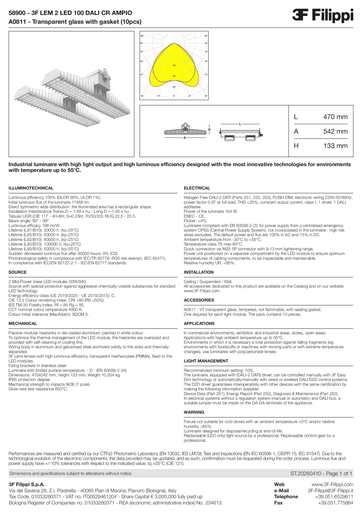 58900+A0811 - 3F LEM 2 LED 100 DALI CR AMPIO + VT - Datasheet - en