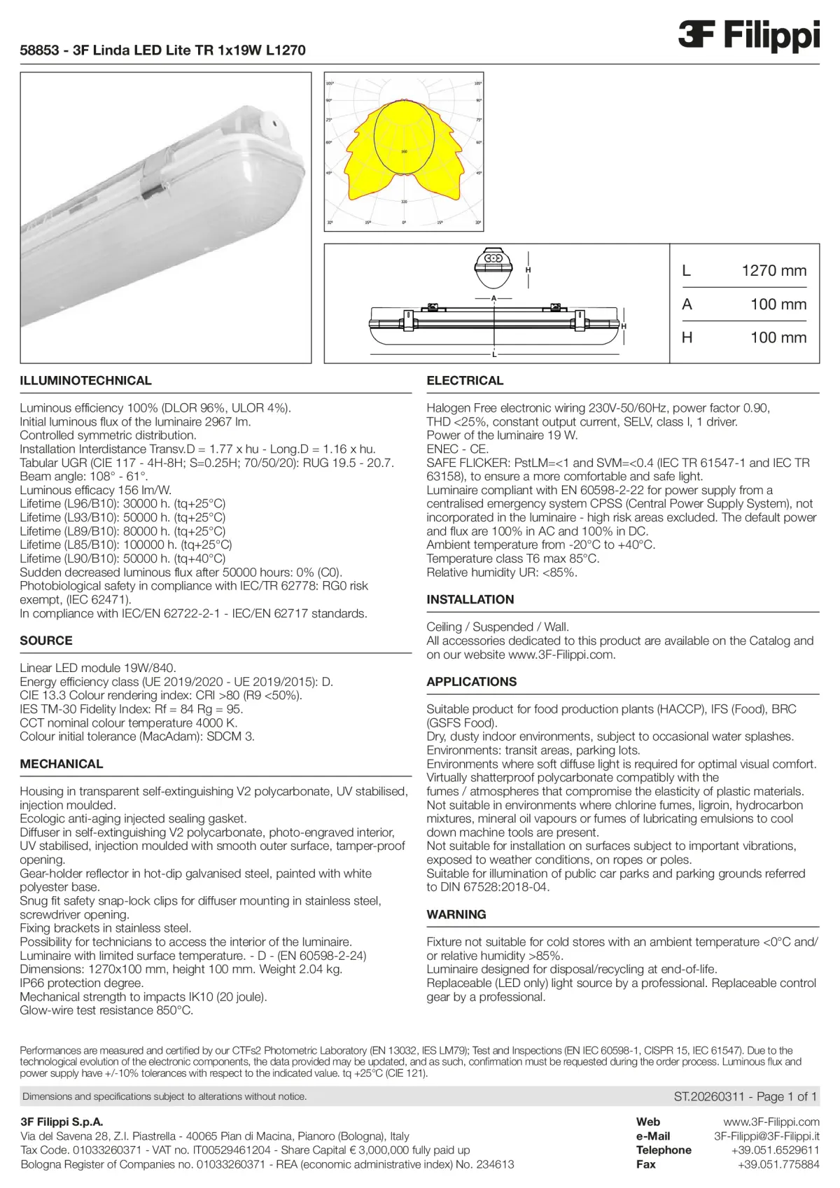 58853 - 3F Linda LED Lite TR 1x19W L1270 - Datasheet - en