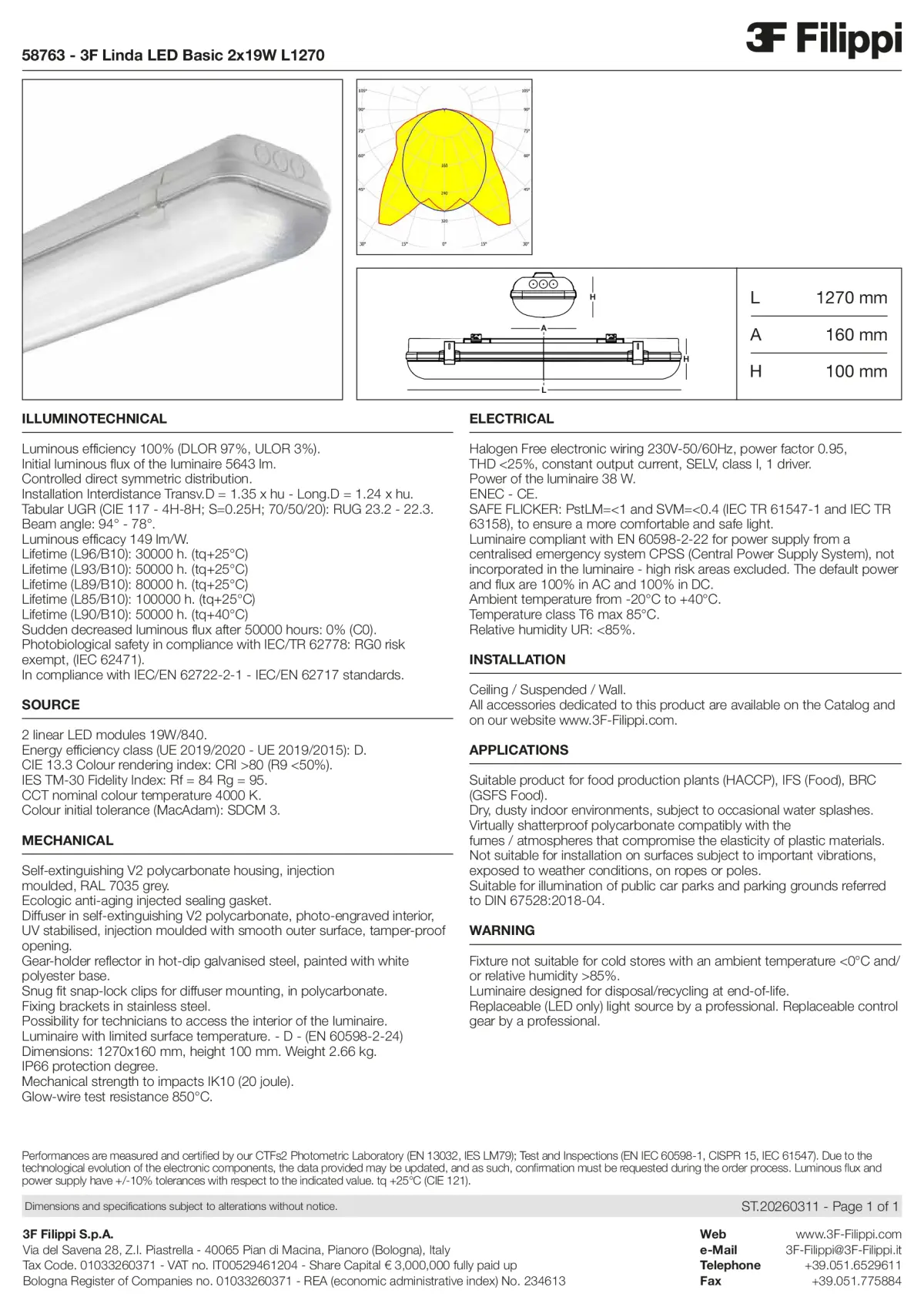 58763 - 3F Linda LED Basic 2x19W L1270 - Datasheet - en