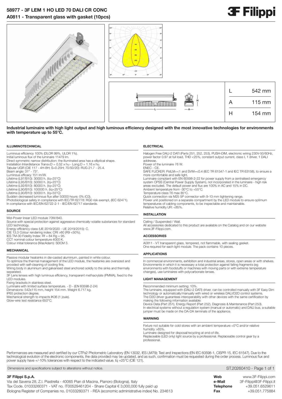 58977+A0811 - 3F LEM 1 HO LED 70 DALI CR CONC + VT - Datasheet - en