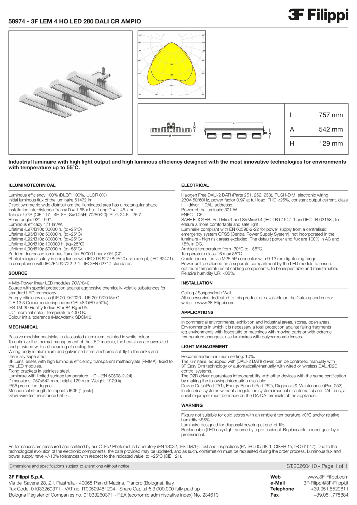 58974 - 3F LEM 4 HO LED 280 DALI CR AMPIO - Datasheet - en