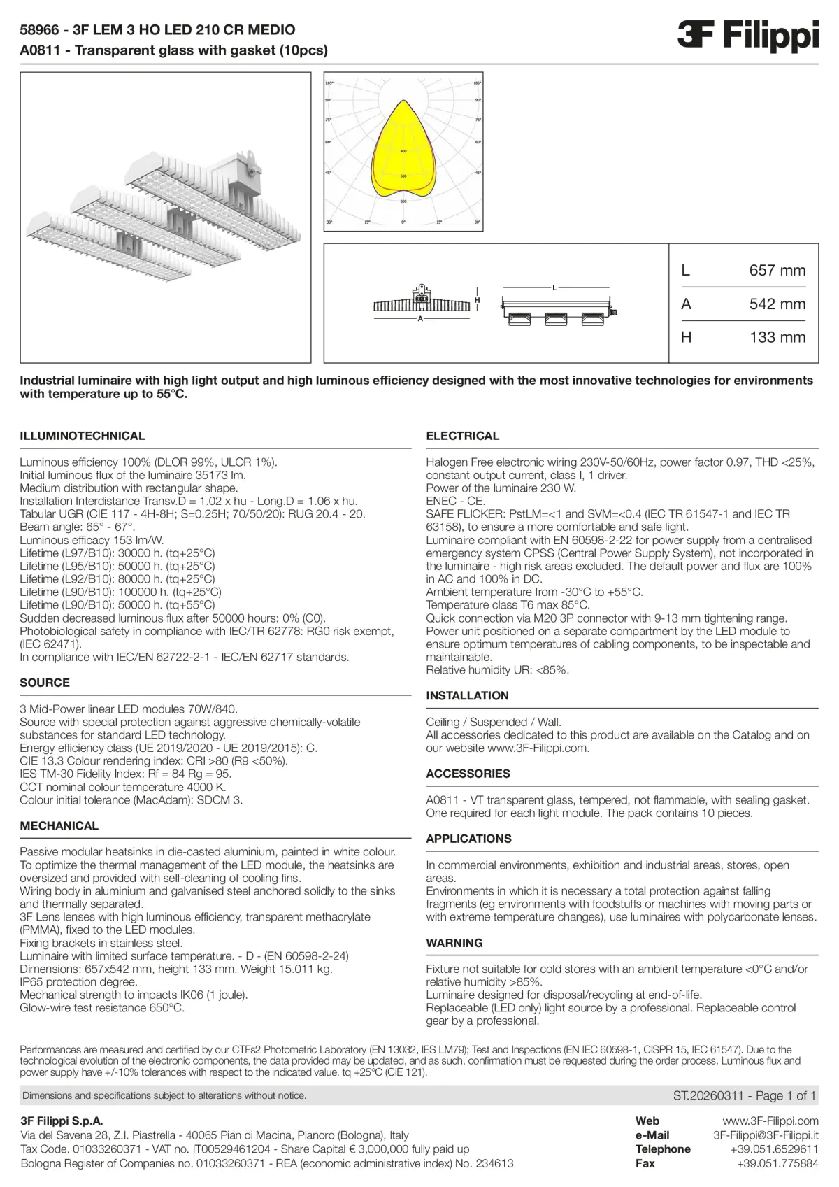 58966+A0811 - 3F LEM 3 HO LED 210 CR MEDIO + VT - Datasheet - en