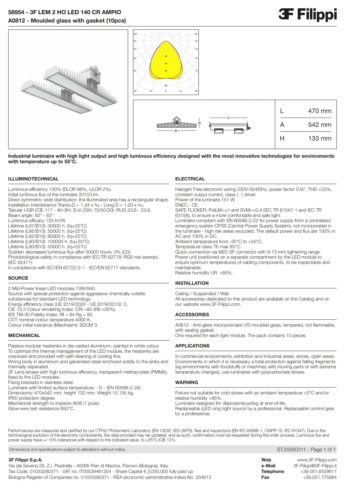 58954+A0812 - 3F LEM 2 HO LED 140 CR AMPIO + VS - Datasheet - en