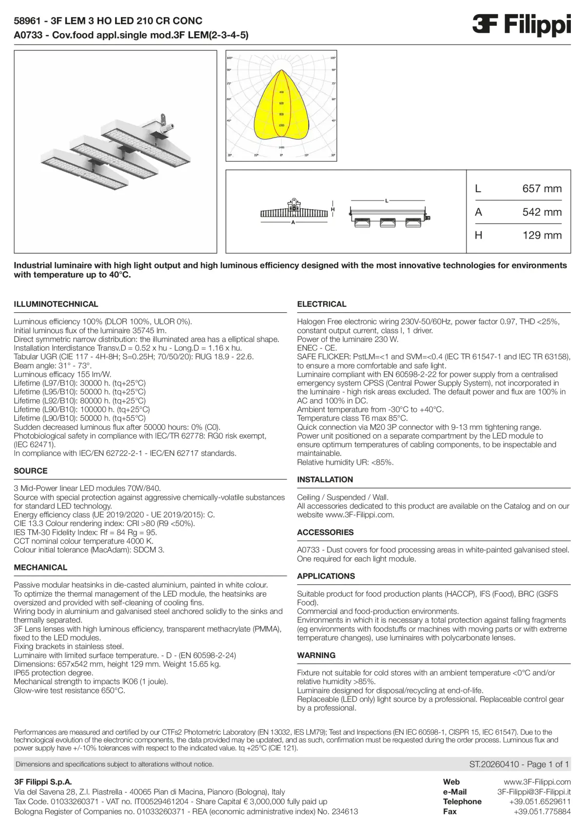 58961+A0733 - 3F LEM 3 HO LED 210 CR CONC + FOOD - Datasheet - en