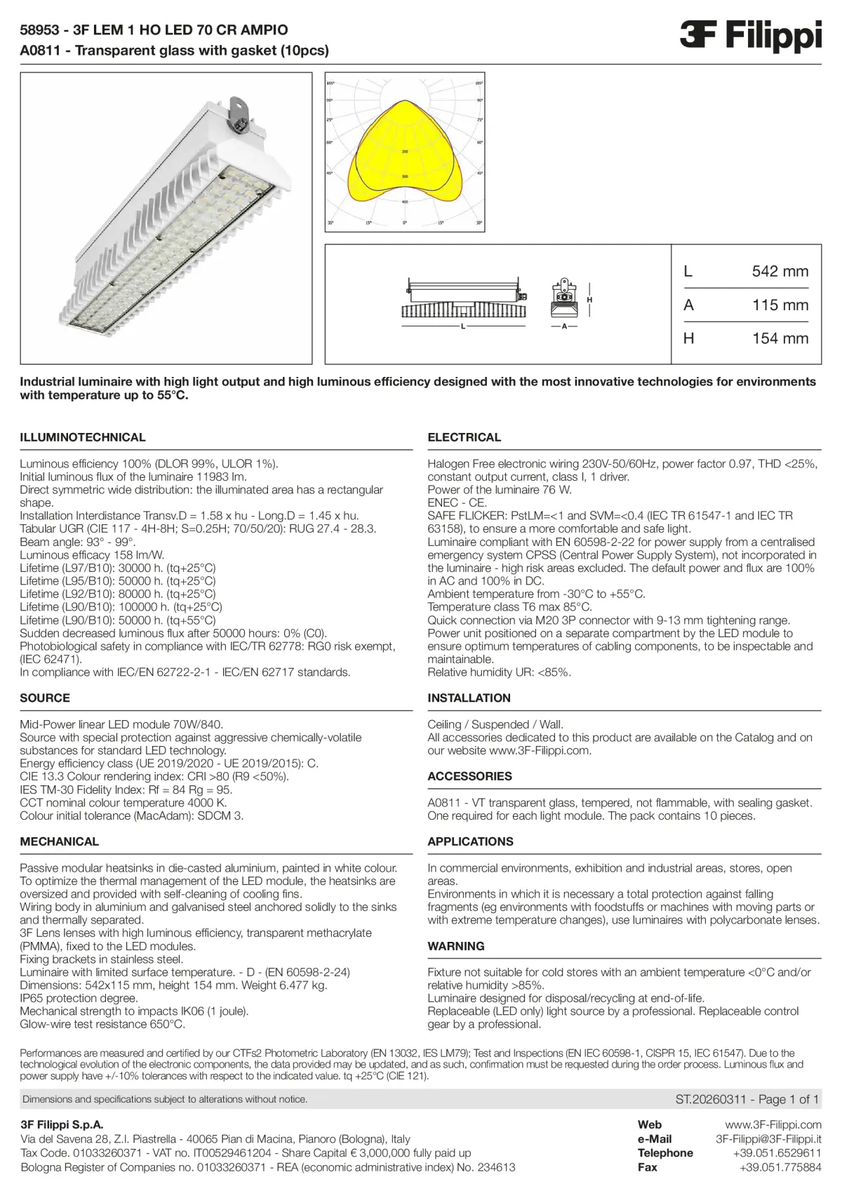 58953+A0811 - 3F LEM 1 HO LED 70 CR AMPIO + VT - Datasheet - en
