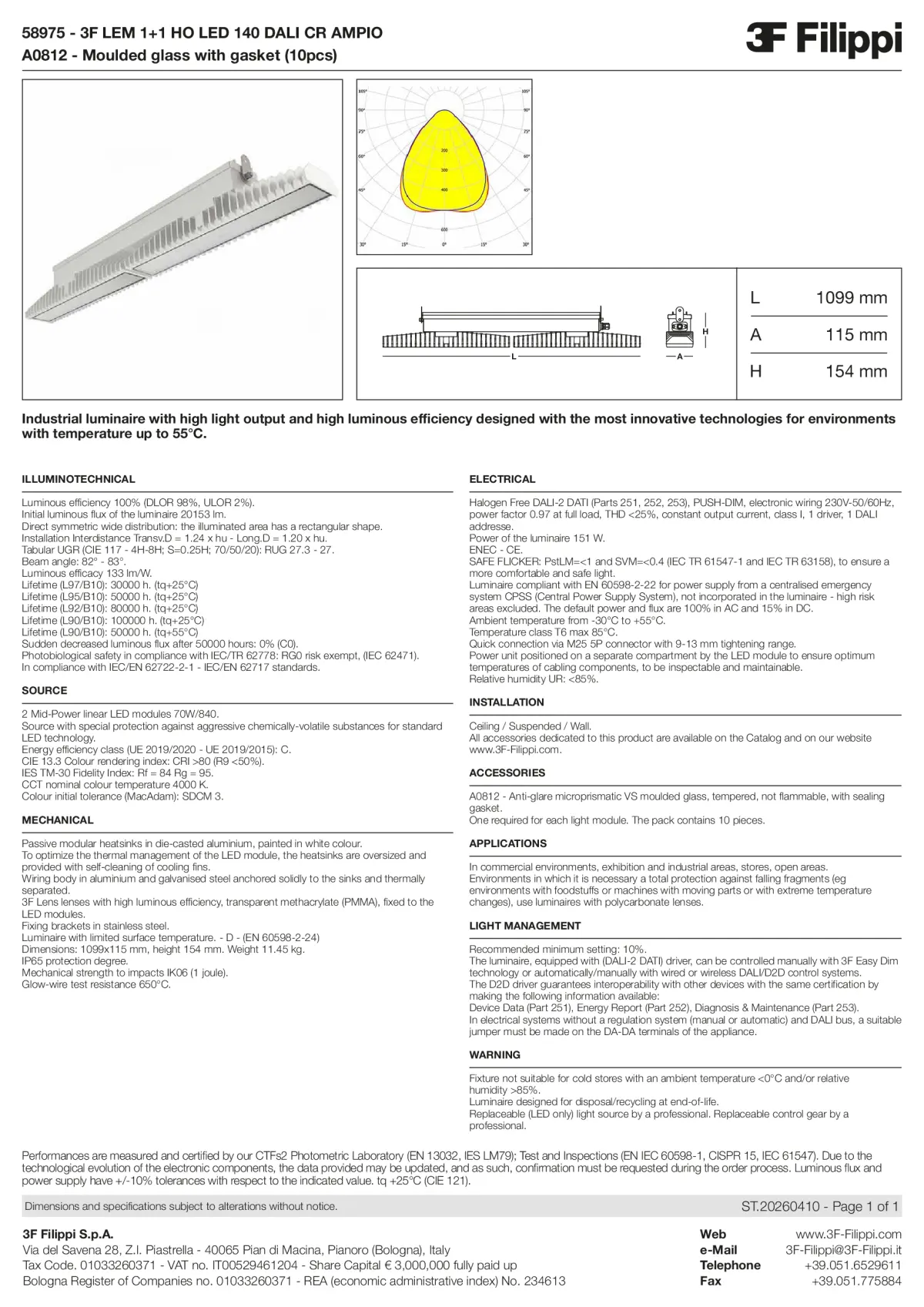 58975+A0812 - 3F LEM 1+1 HO LED 140 DALI CR AMPIO + VS - Datasheet - en