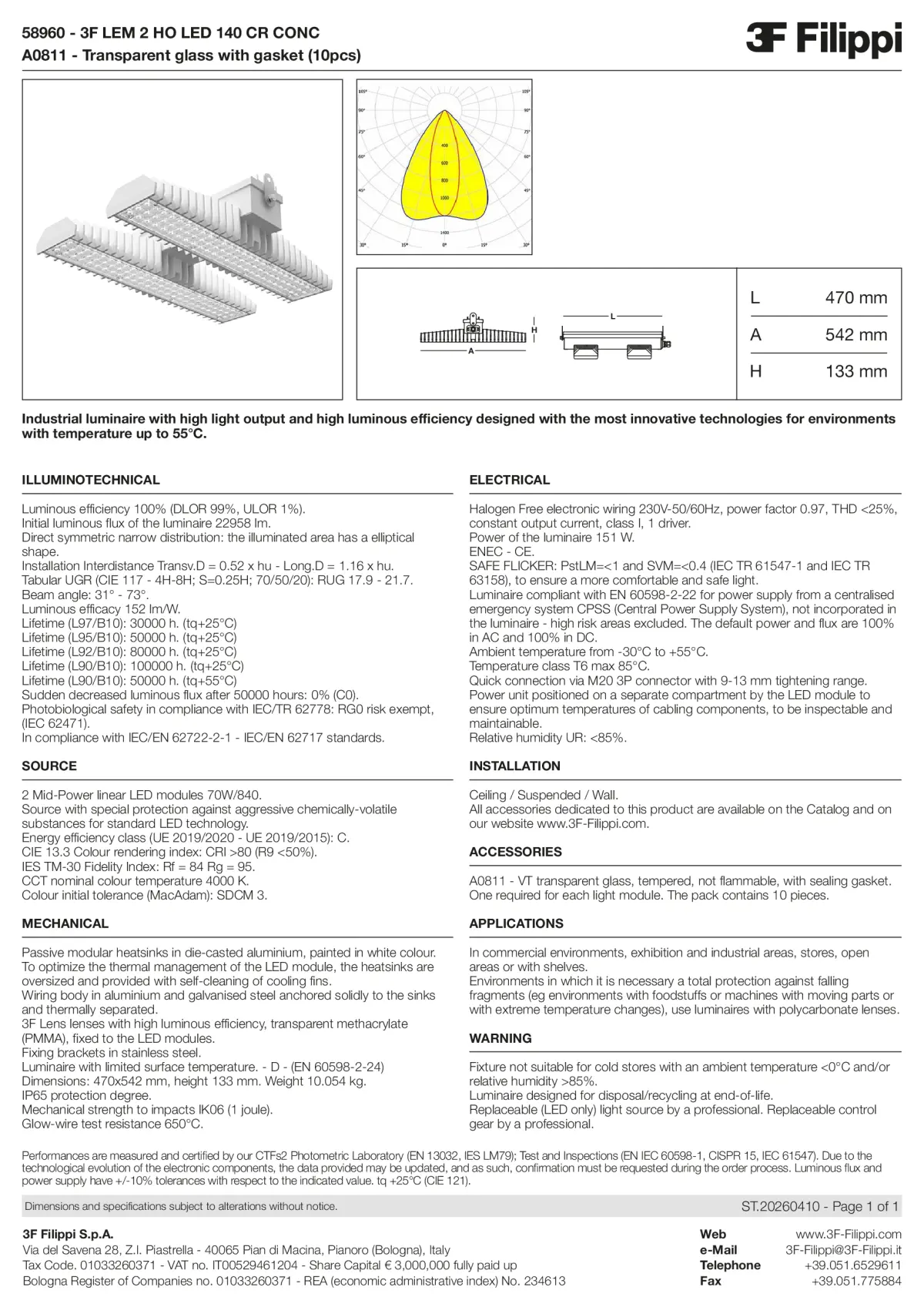 58960+A0811 - 3F LEM 2 HO LED 140 CR CONC + VT - Datasheet - en