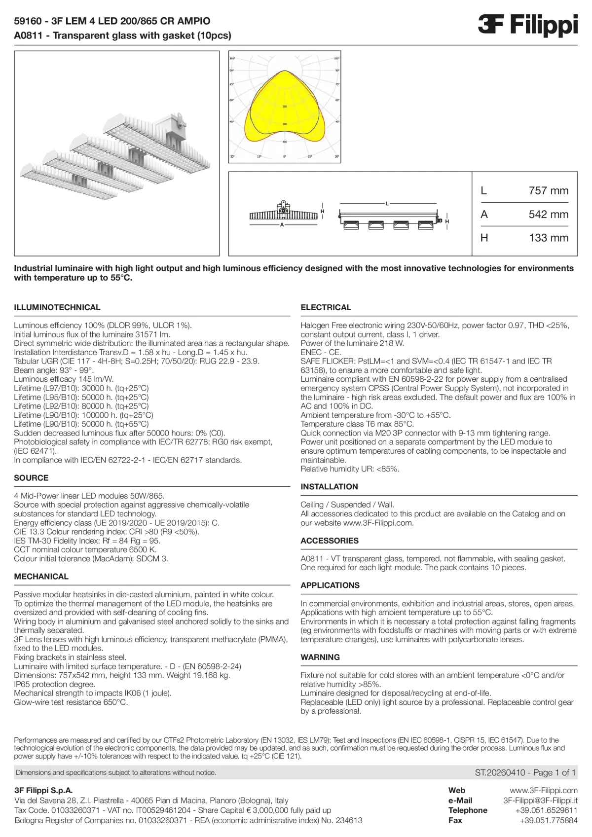 59160+A0811 - 3F LEM 4 LED 200-865 CR AMPIO + VT - Datasheet - en