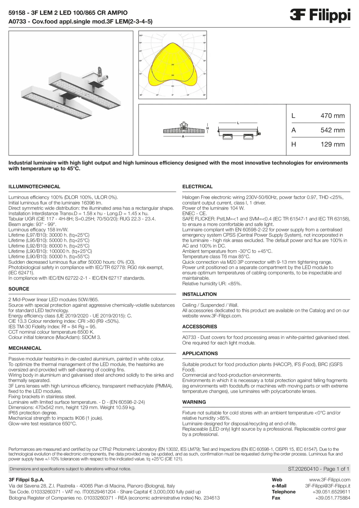 59158+A0733 - 3F LEM 2 LED 100-865 CR AMPIO + FOOD - Datasheet - en