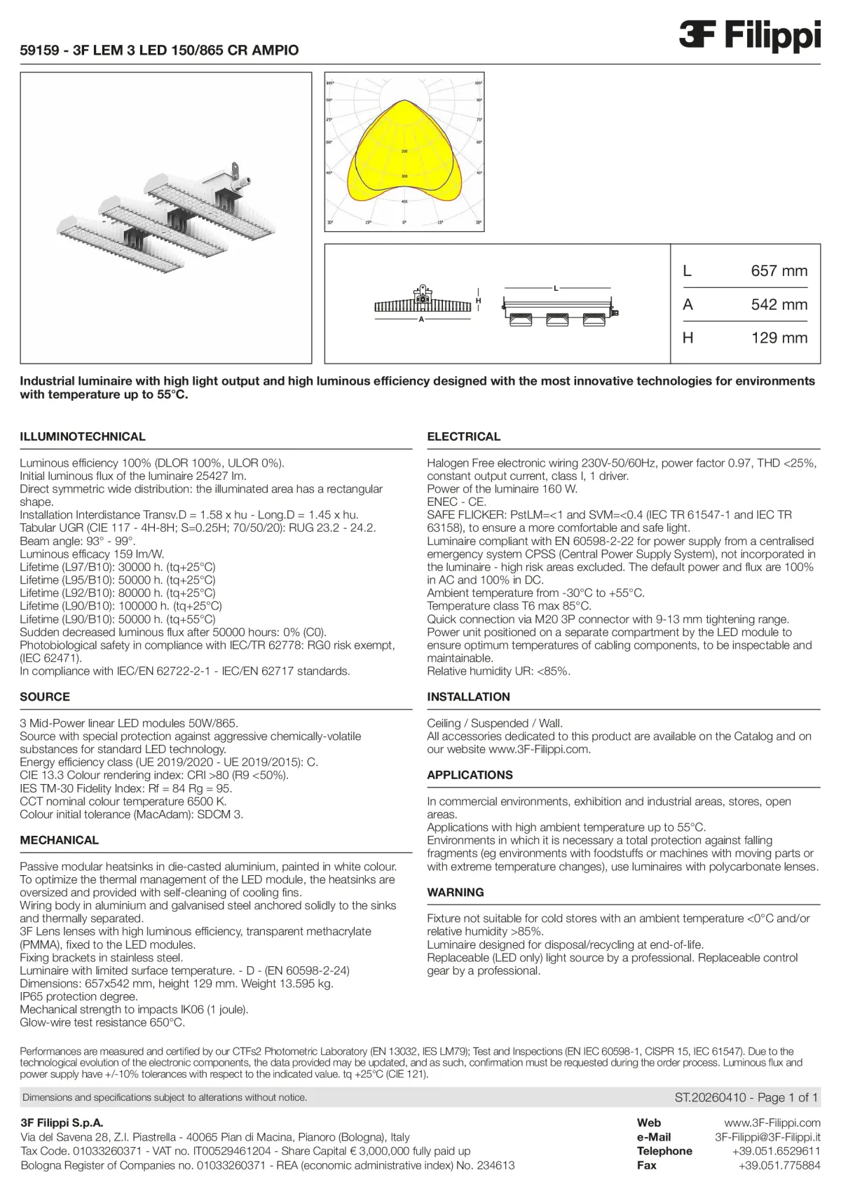 59159 - 3F LEM 3 LED 150-865 CR AMPIO - Datasheet - en