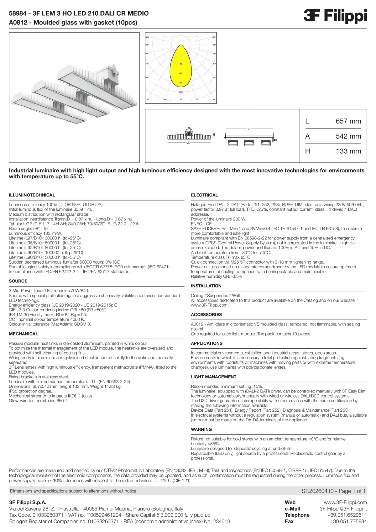 58984+A0812 - 3F LEM 3 HO LED 210 DALI CR MEDIO + VS - Datasheet - en