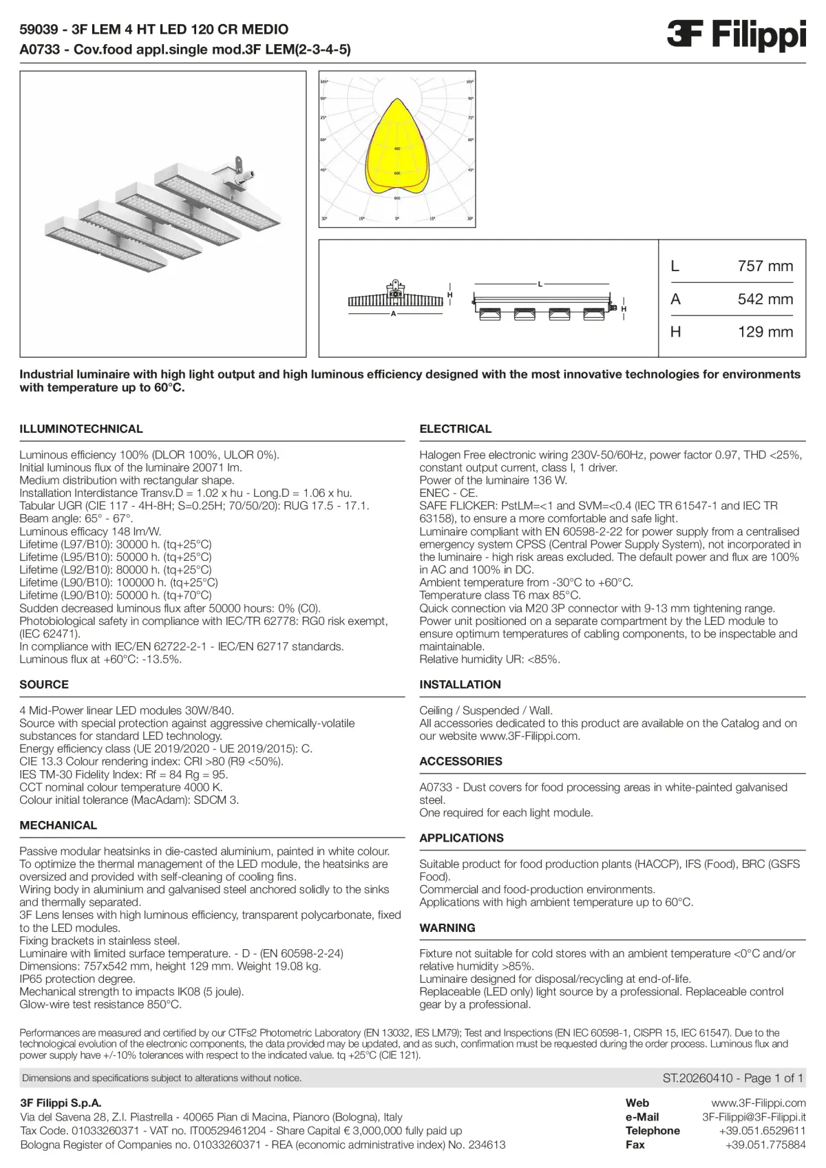 59039+A0733 - 3F LEM 4 HT LED 120 CR MEDIO + FOOD - Datasheet - en